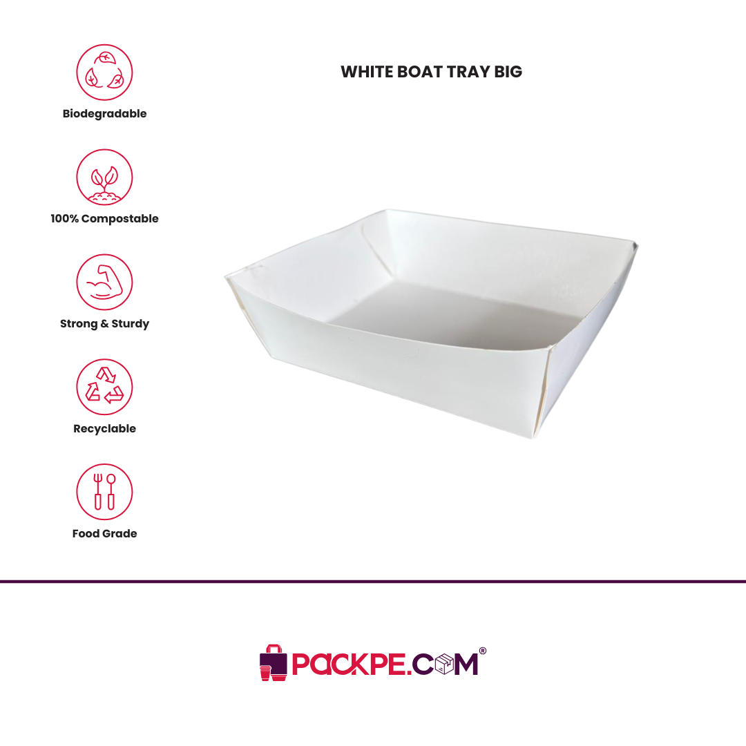 Arrowpack White Boat Tray Big – Pack of 2000 - Packpe.Com