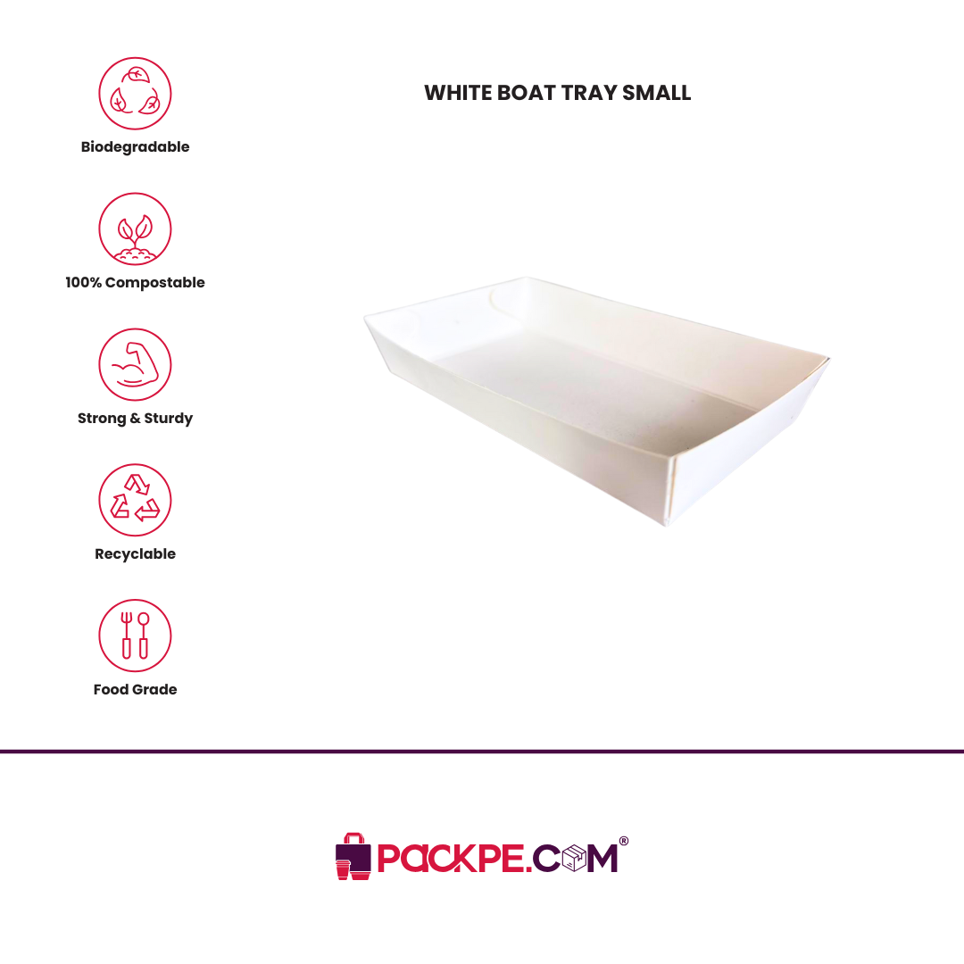 Arrowpack White Boat Tray Small – Pack of 2000 - Packpe.Com