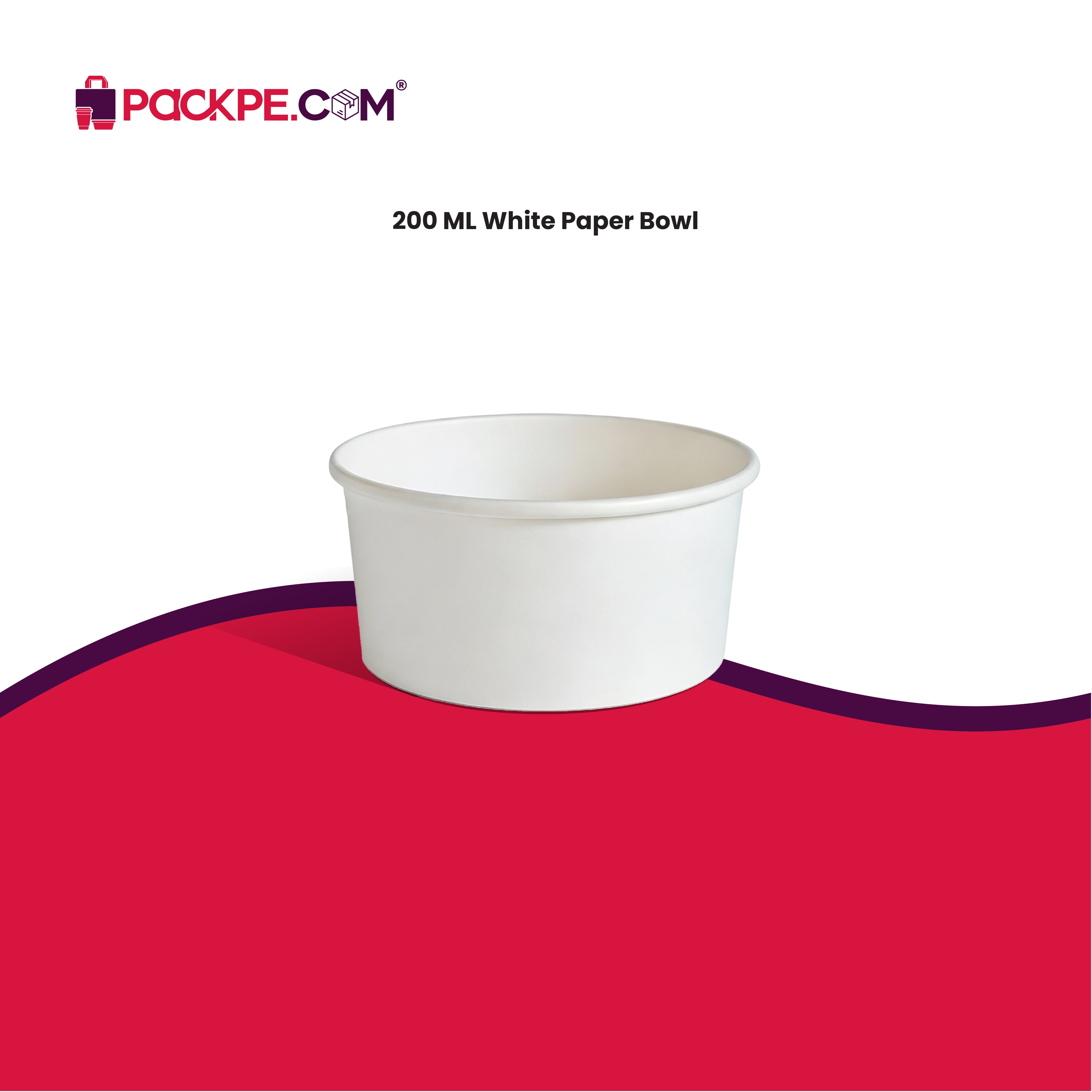 White Paper Container 200 ml - Pack of 1000 - Packpe.Com