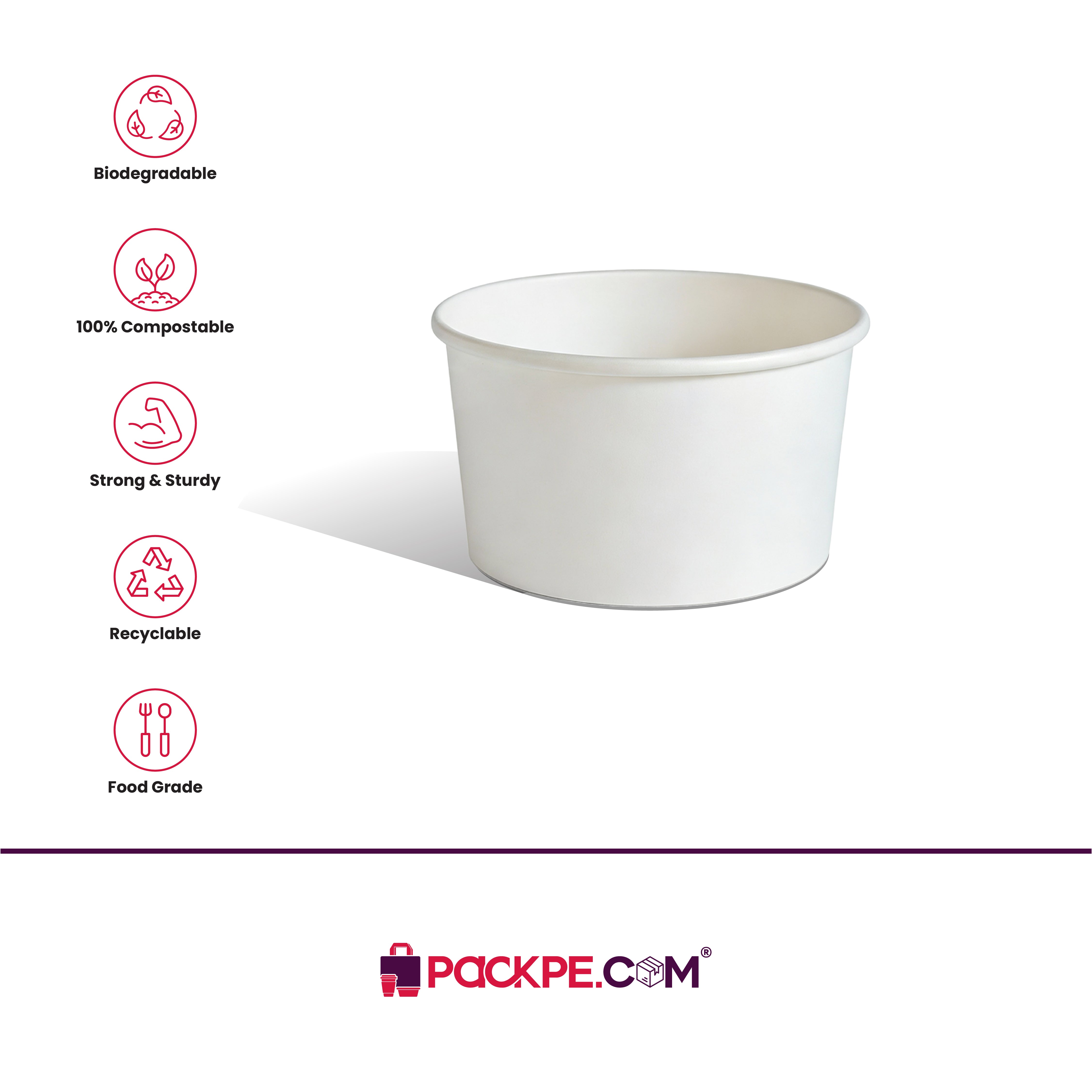 Arrowpack White Paper Container 250 ml – Pack of 1000 - Packpe.Com