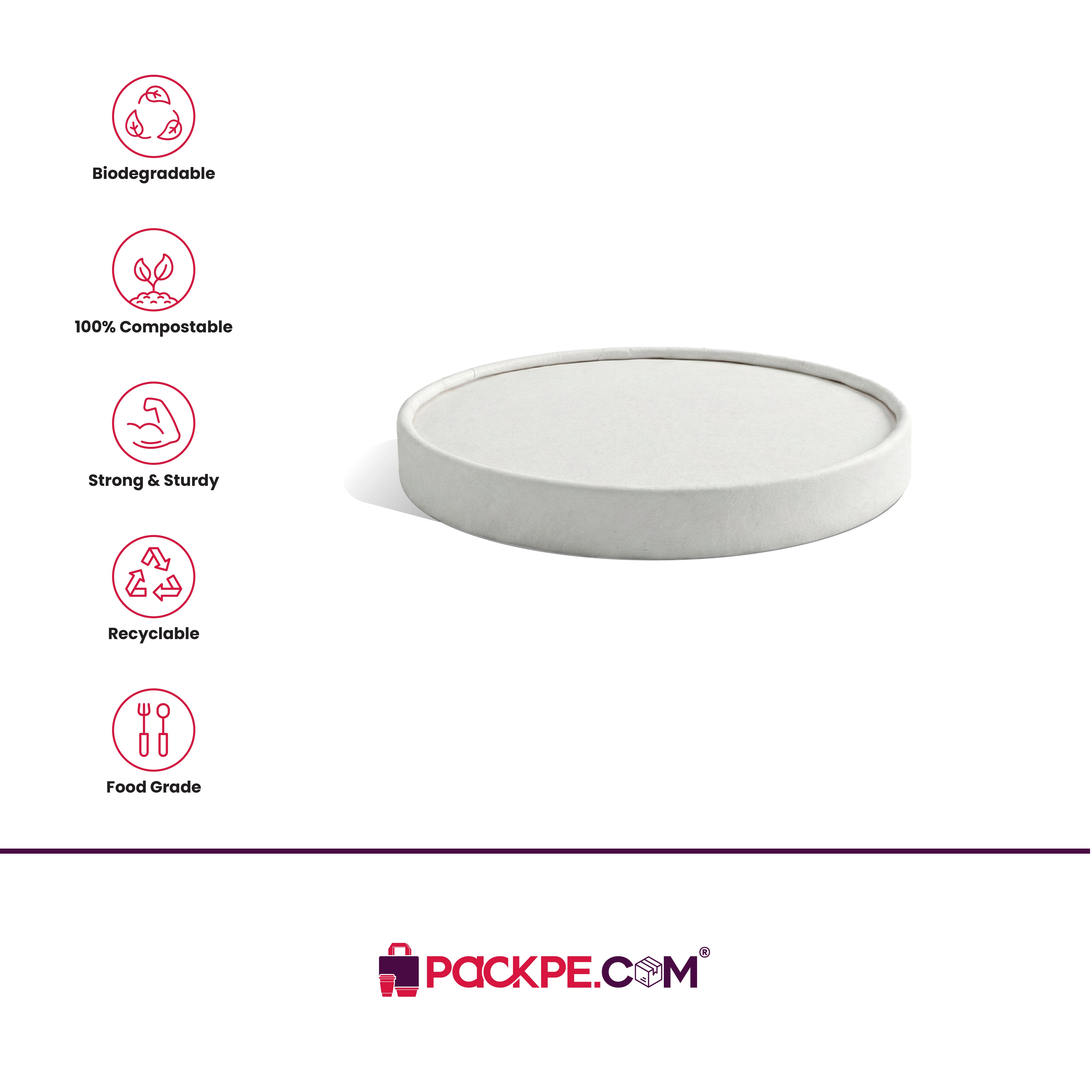 Arrowpack White Paper Lid 130 ml – Pack of 1550 - Packpe.Com