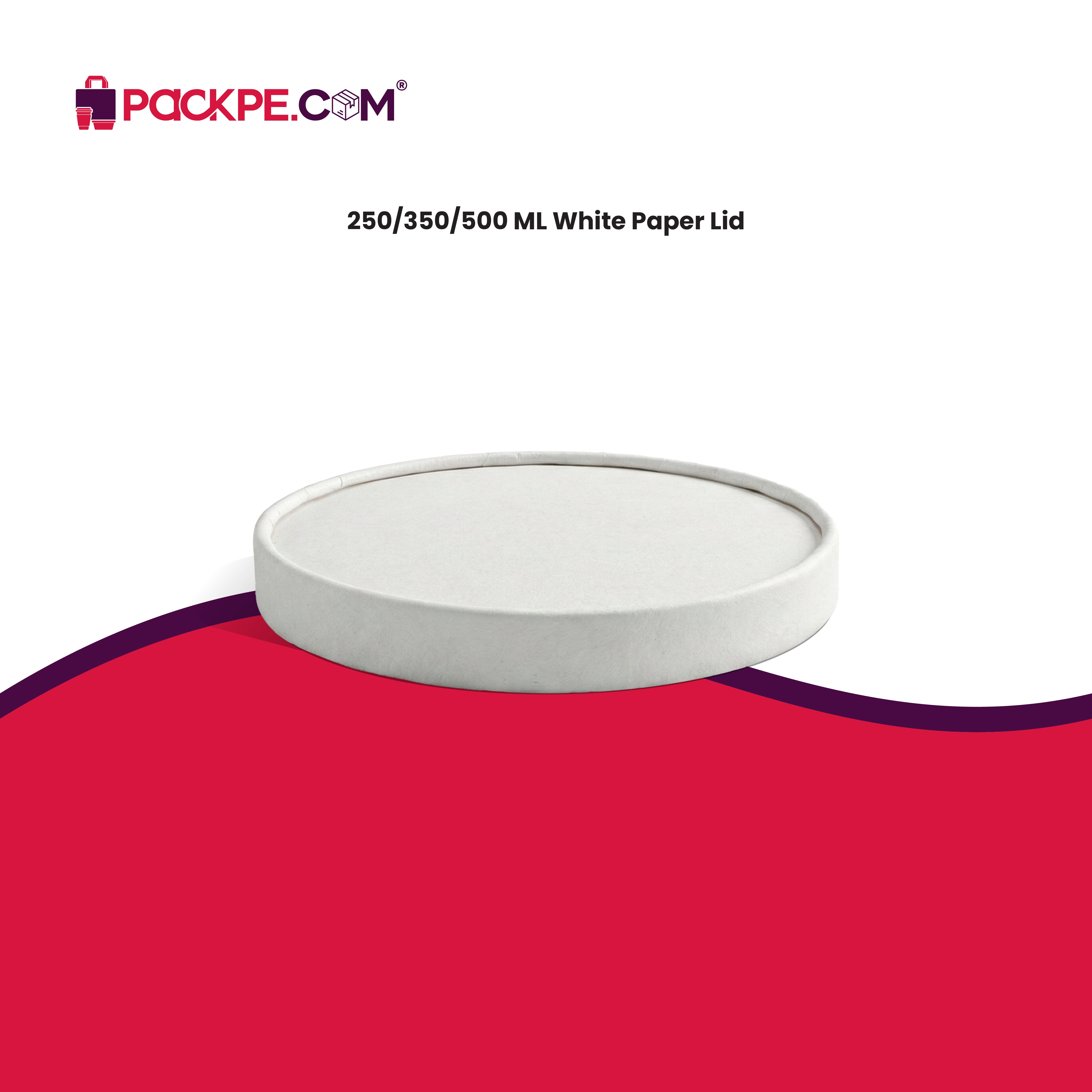 White Paper Lid 250/350/500 ml - Pack of 1000 - Packpe.Com