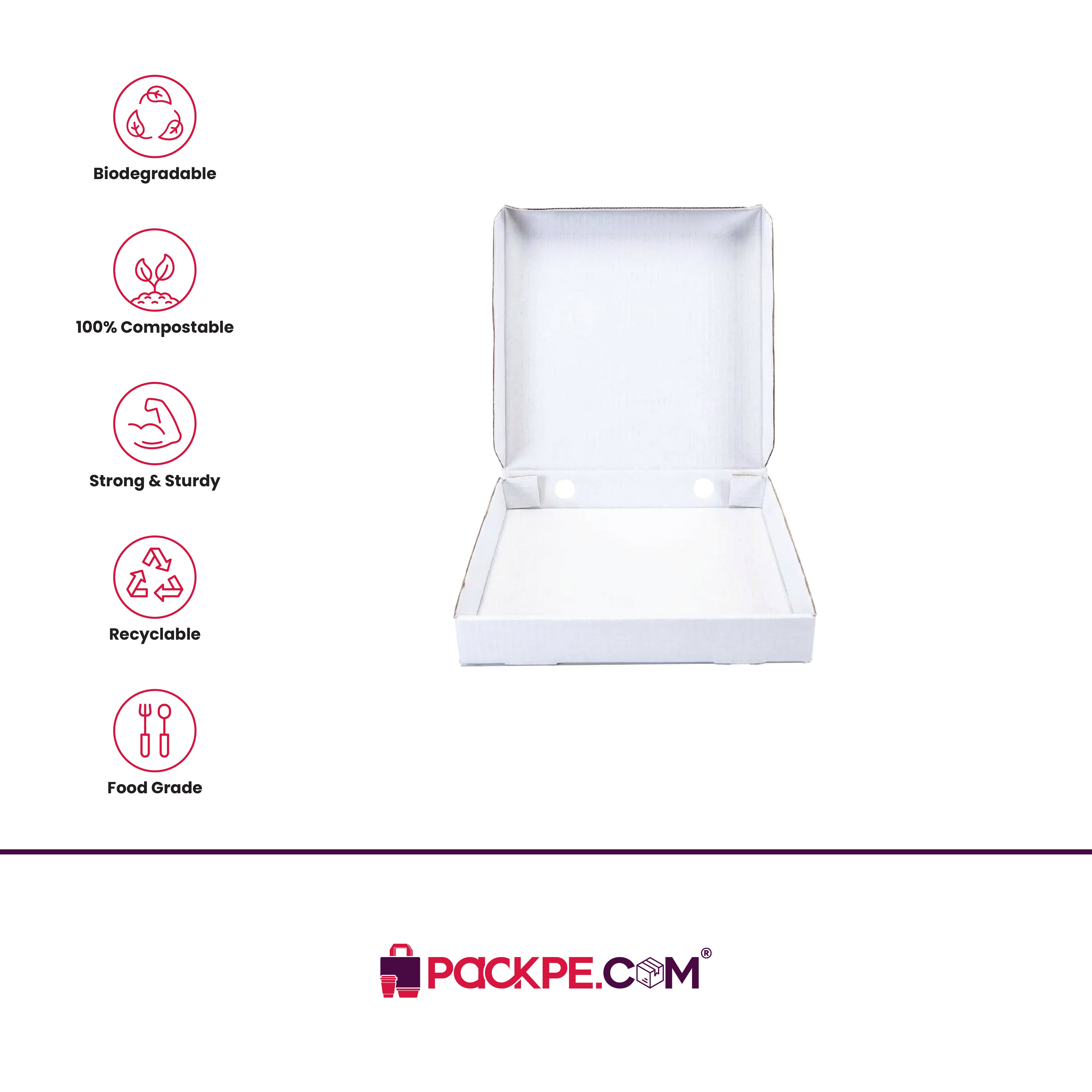 Arrowpack White Pizza Box 10 Inch – Pack of 500 - Packpe.Com