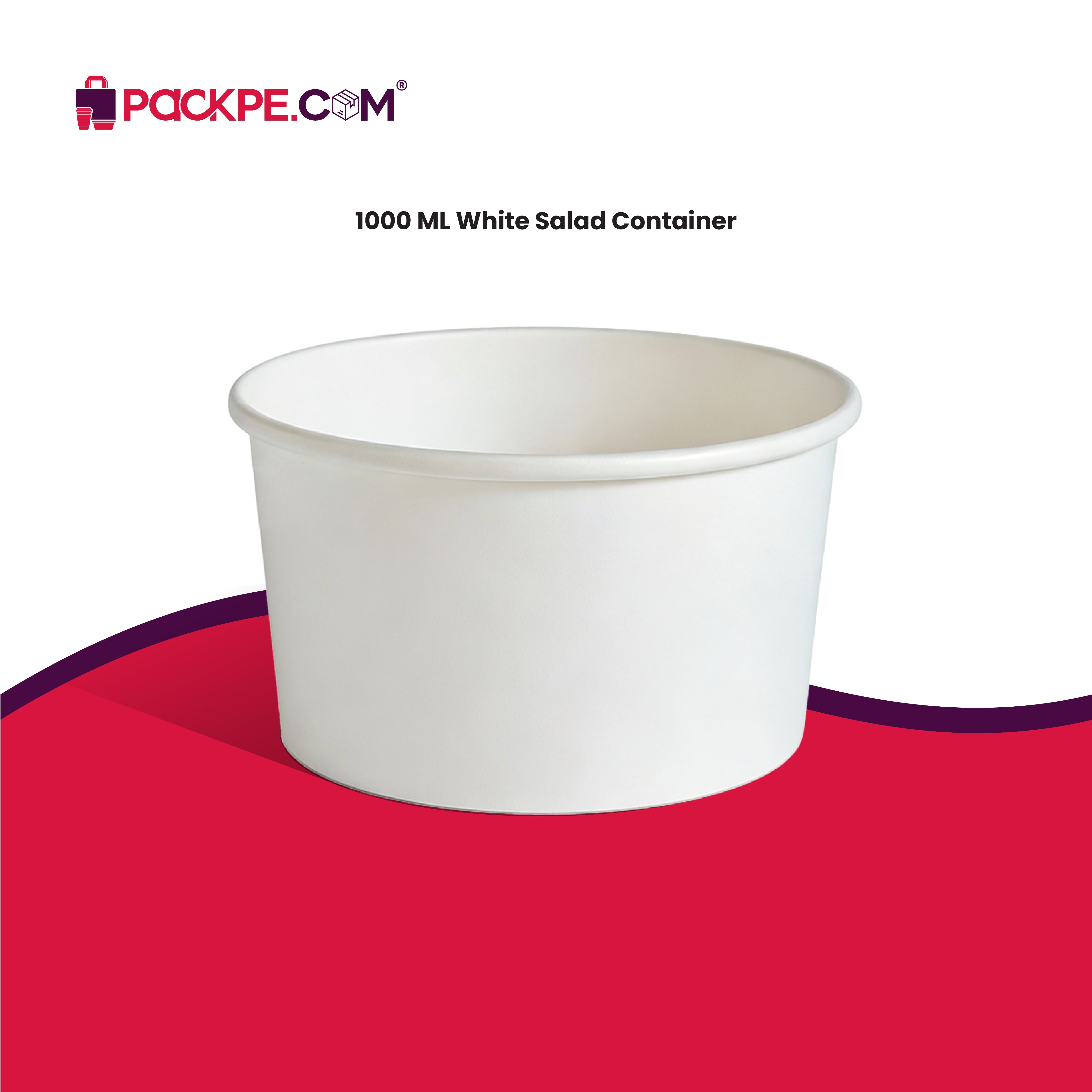 White Salad Container 1000 ml - Pack of 500 - Packpe.Com