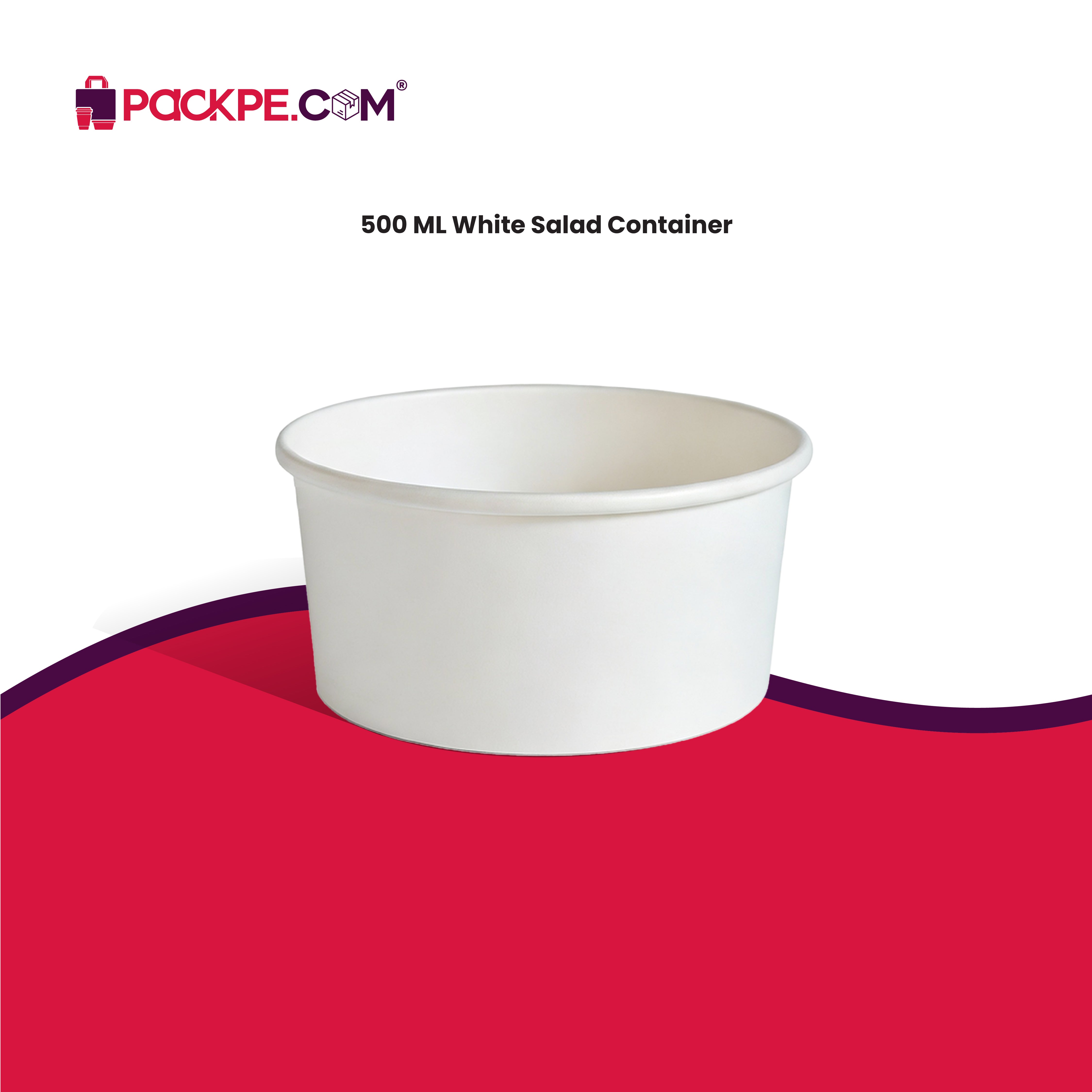 White Salad Container 500 ml - Pack of 500 - Packpe.Com