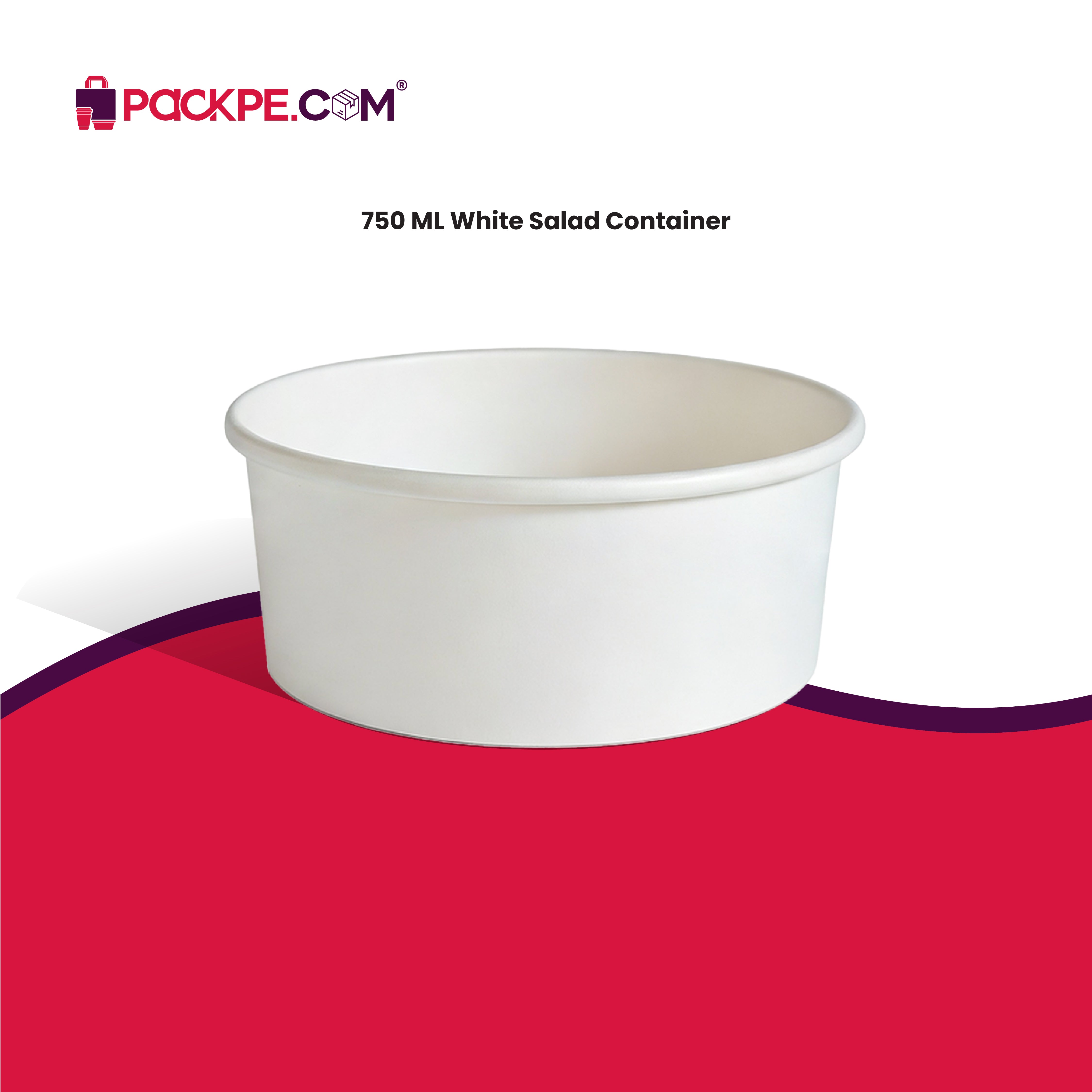 White Salad Container 750 ml - Pack of 500 - Packpe.Com