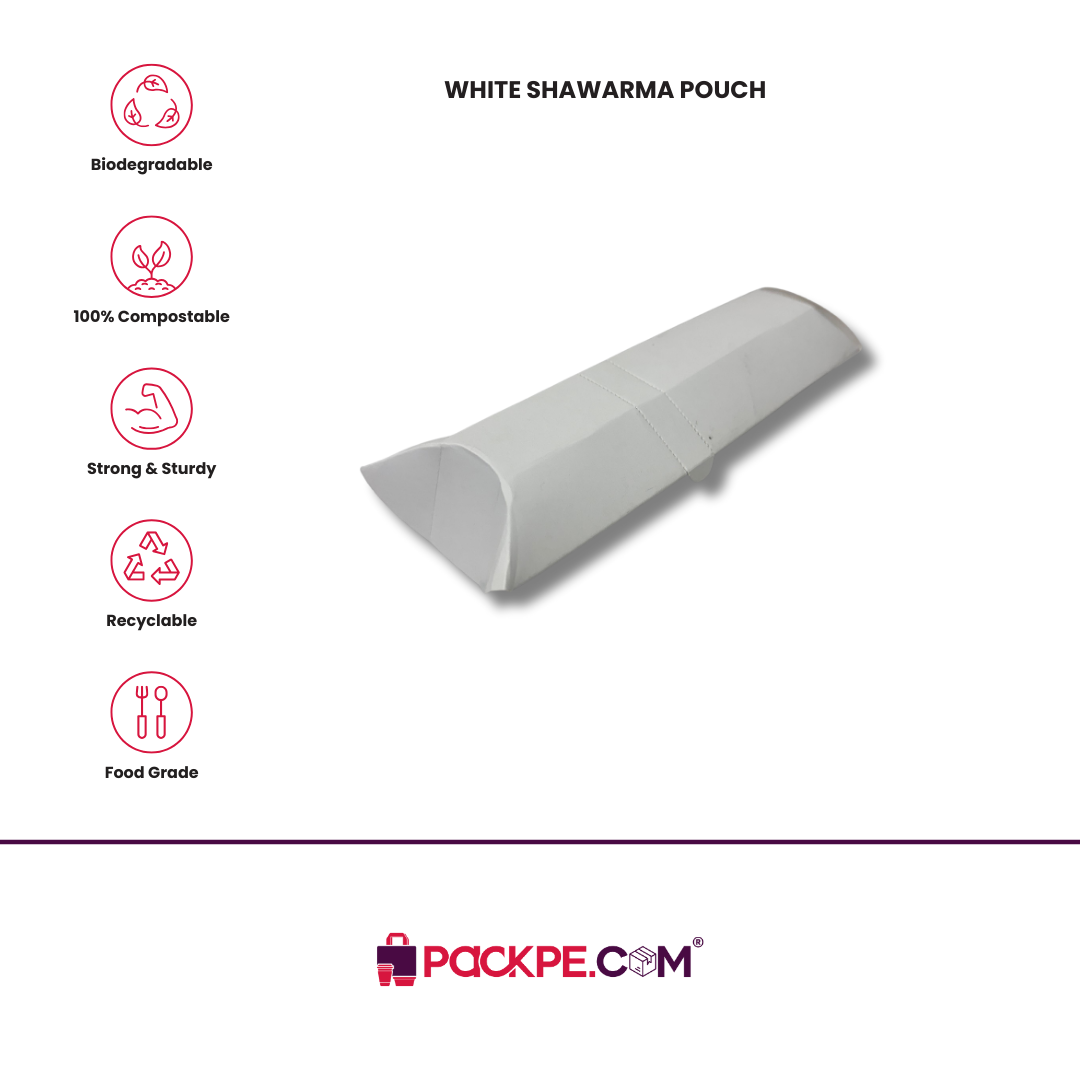 Arrowpack White Shawarma Pouch – Pack of 1000 - Packpe.Com