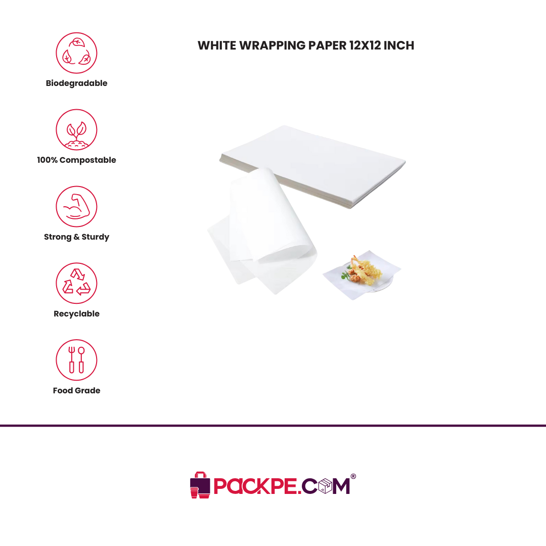 Arrowpack White Wrapping Paper 12 x 12 Inch – Pack of 3000 - Packpe.Com