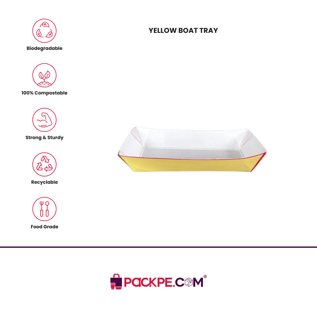 Arrowpack Yellow Boat Tray – Pack of 5000 - Packpe.Com