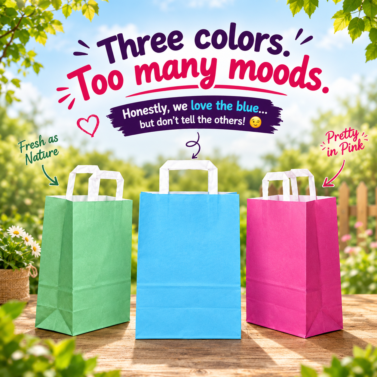 Blue Retail Cool Blue Paper Bag 24x12.5x36 cm | Pack of 250 | Durable, Food-Grade | Ideal for Retail, Gifting & Food Packaging