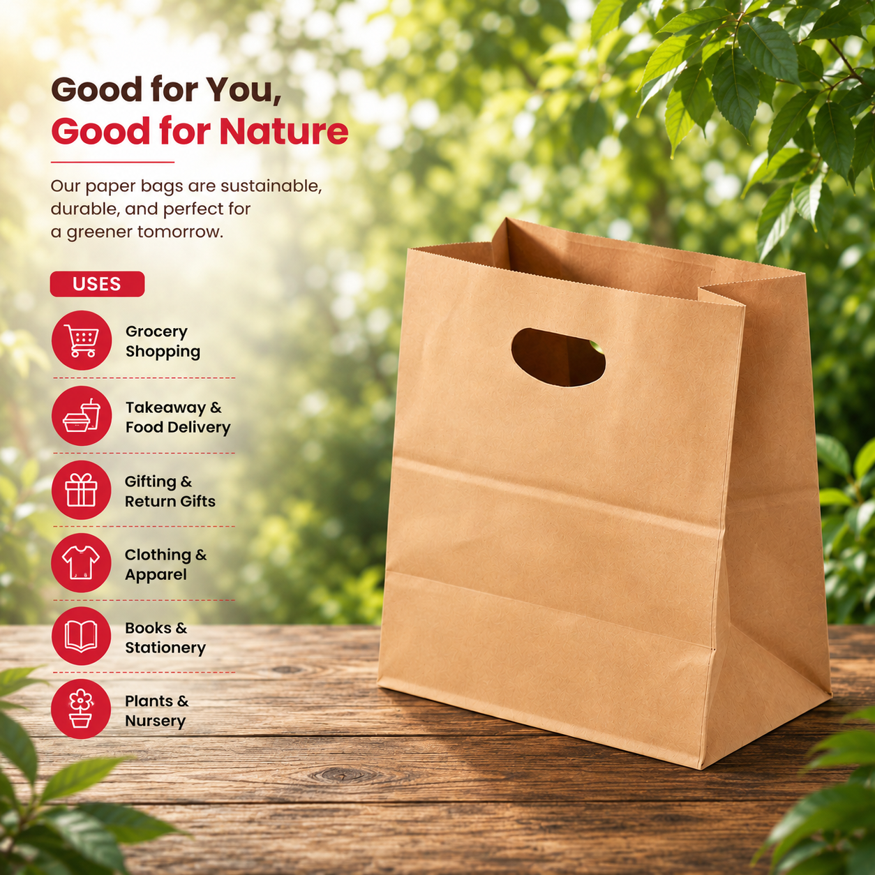 Brown D Cut Bag 29 x 15 x 30 cm | Pack of 1000 | Durable, Food-Grade | Ideal for Retail, Gifting & Food Packaging