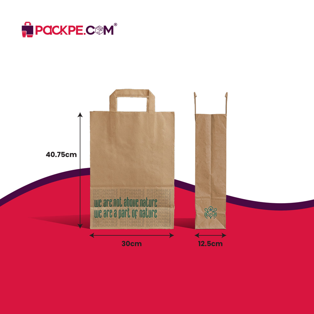 Brown Nature Large Brown Paper Bag 30x12.5x40.75 cm – view 2