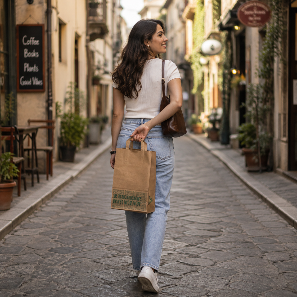 Brown Nature Medium Brown Paper Bag 24x12.5x36 cm | Pack of 250 | Durable, Food-Grade | Ideal for Retail, Gifting & Food Packaging