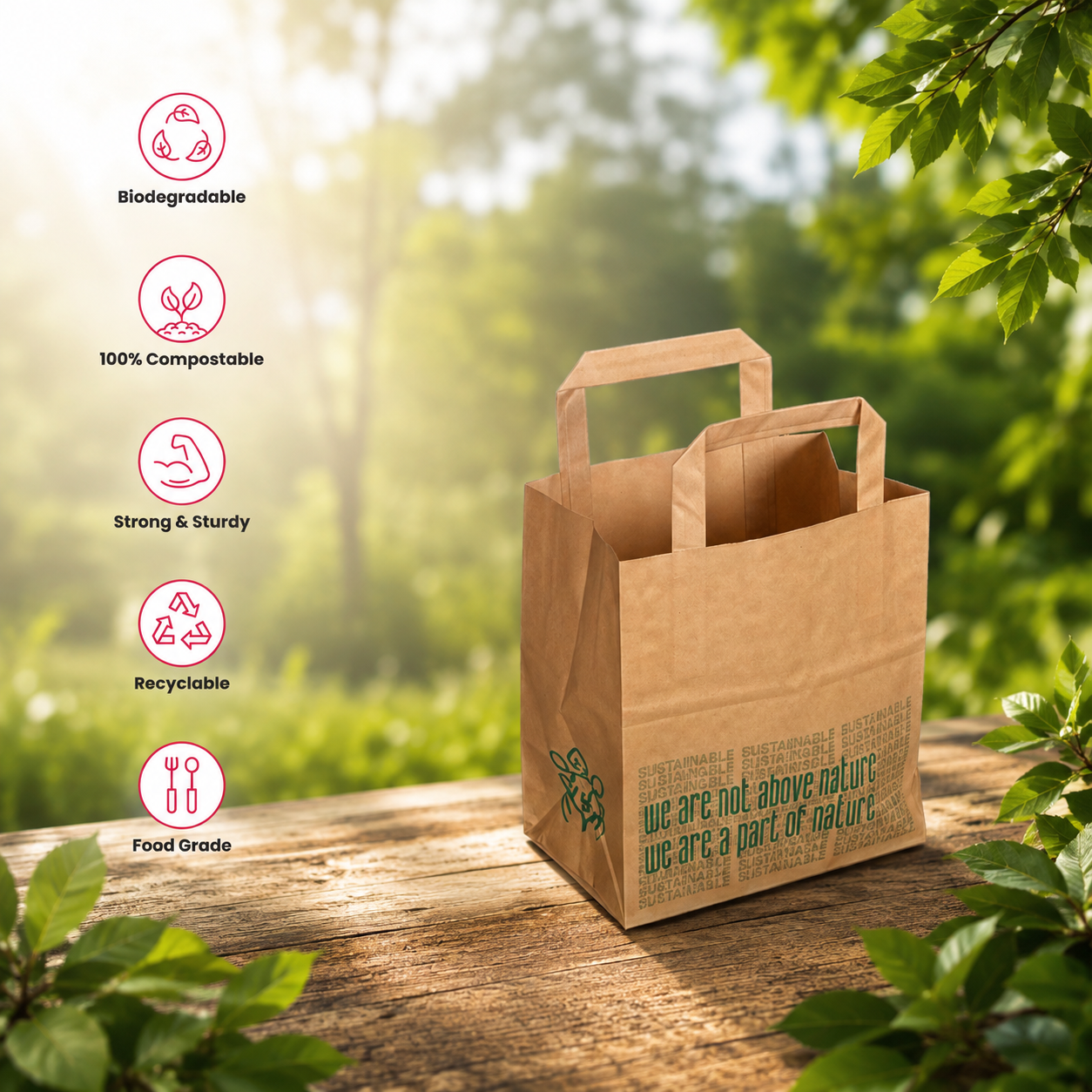 Brown Nature Small Brown Paper Bag 18x12x20 cm | Pack of 500 | Durable, Food-Grade | Ideal for Retail, Gifting & Food Packaging