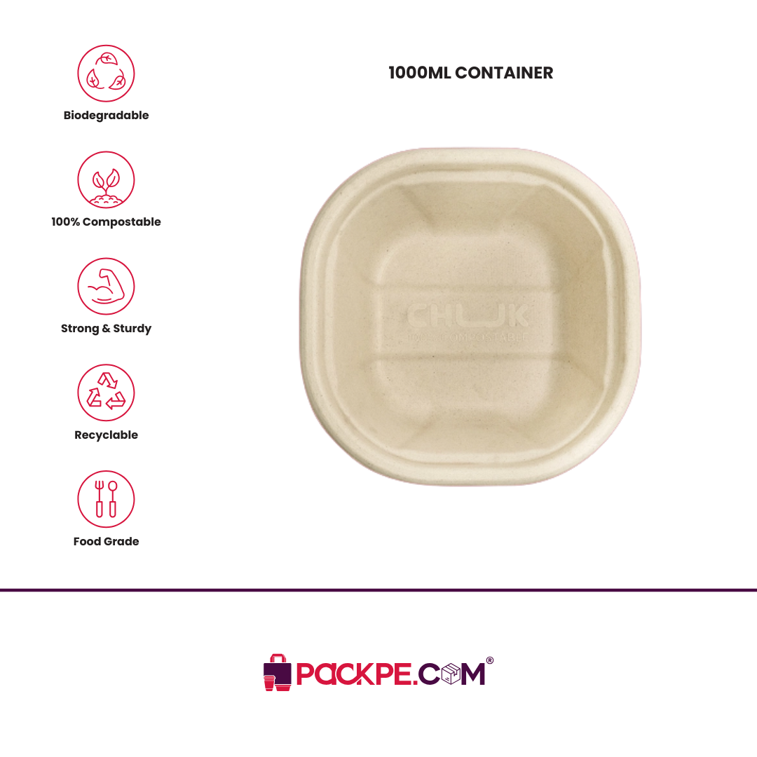 1000 ml Container - Pack of 500 - Packpe.Com
