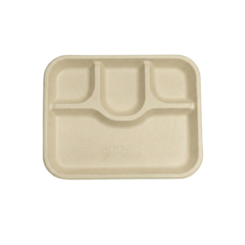 Brown Bagasse 4-Compartment Meal Trays, Pack of 500