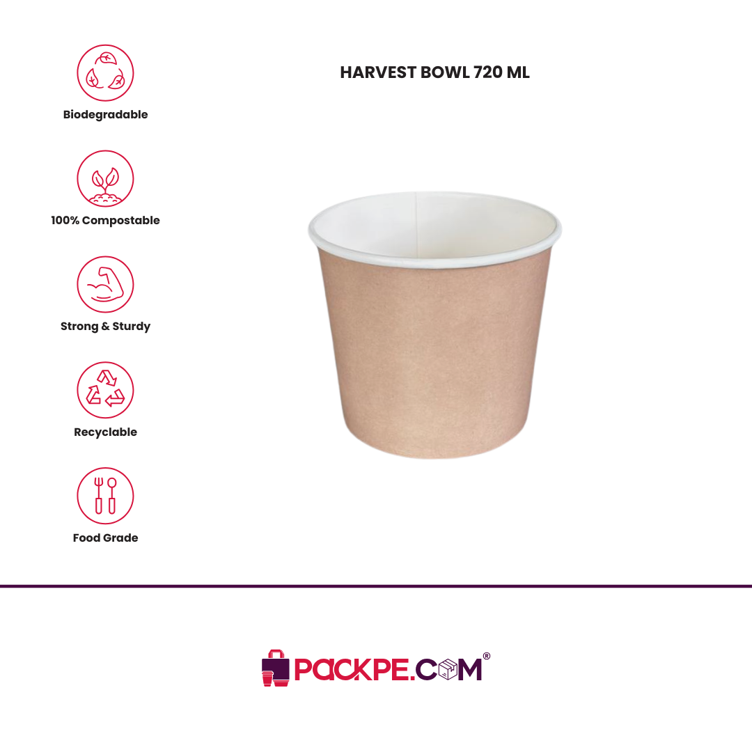 Detpak Harvest Bowl 720 ml – Pack of 500 - Packpe.Com