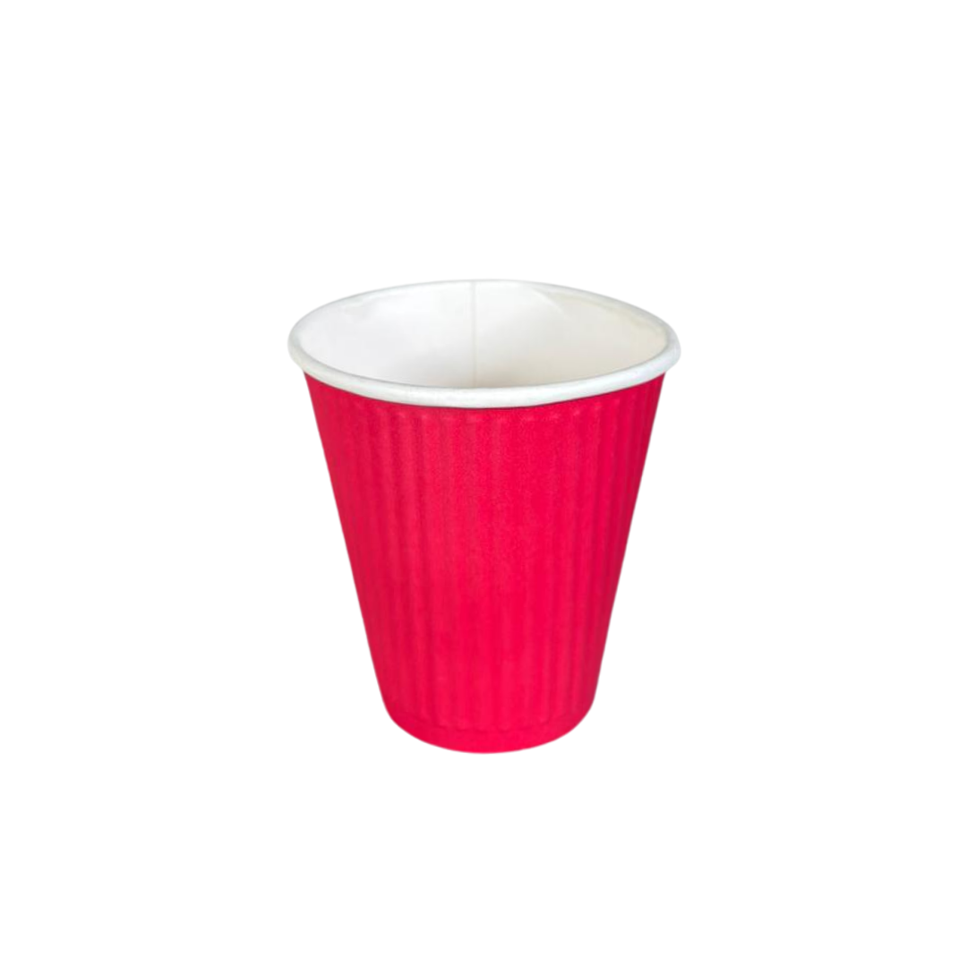 Detpak Red Rippled Cup 240 ml – Pack of 1000 - Packpe.Com