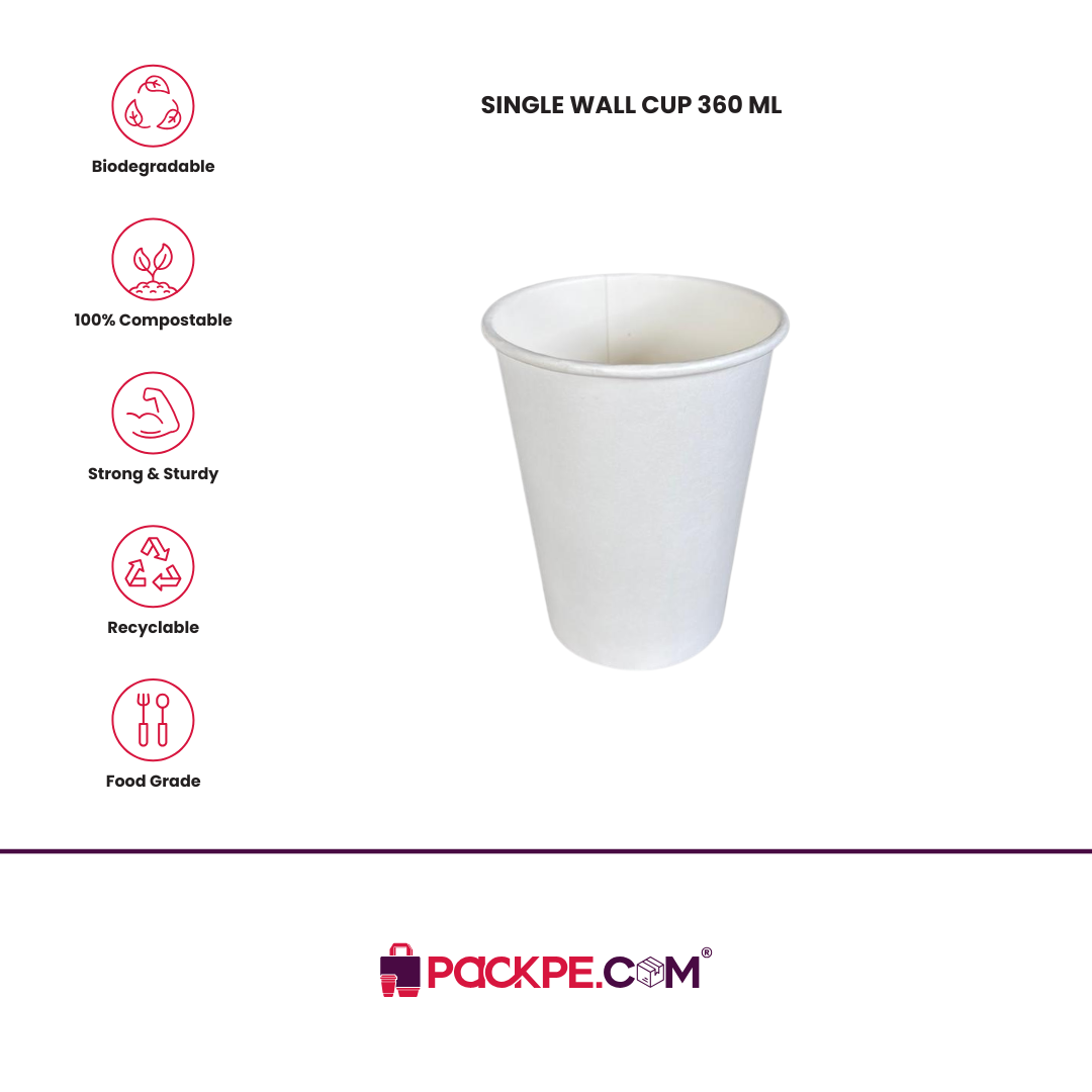 Detpak Single Wall Cup 360 ml – Pack of 1000 - Packpe.Com