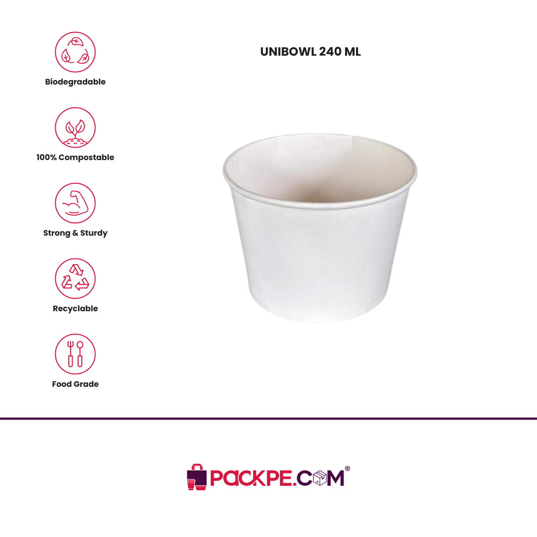 Detpak Unibowl 240 ml – Pack of 500 - Packpe.Com