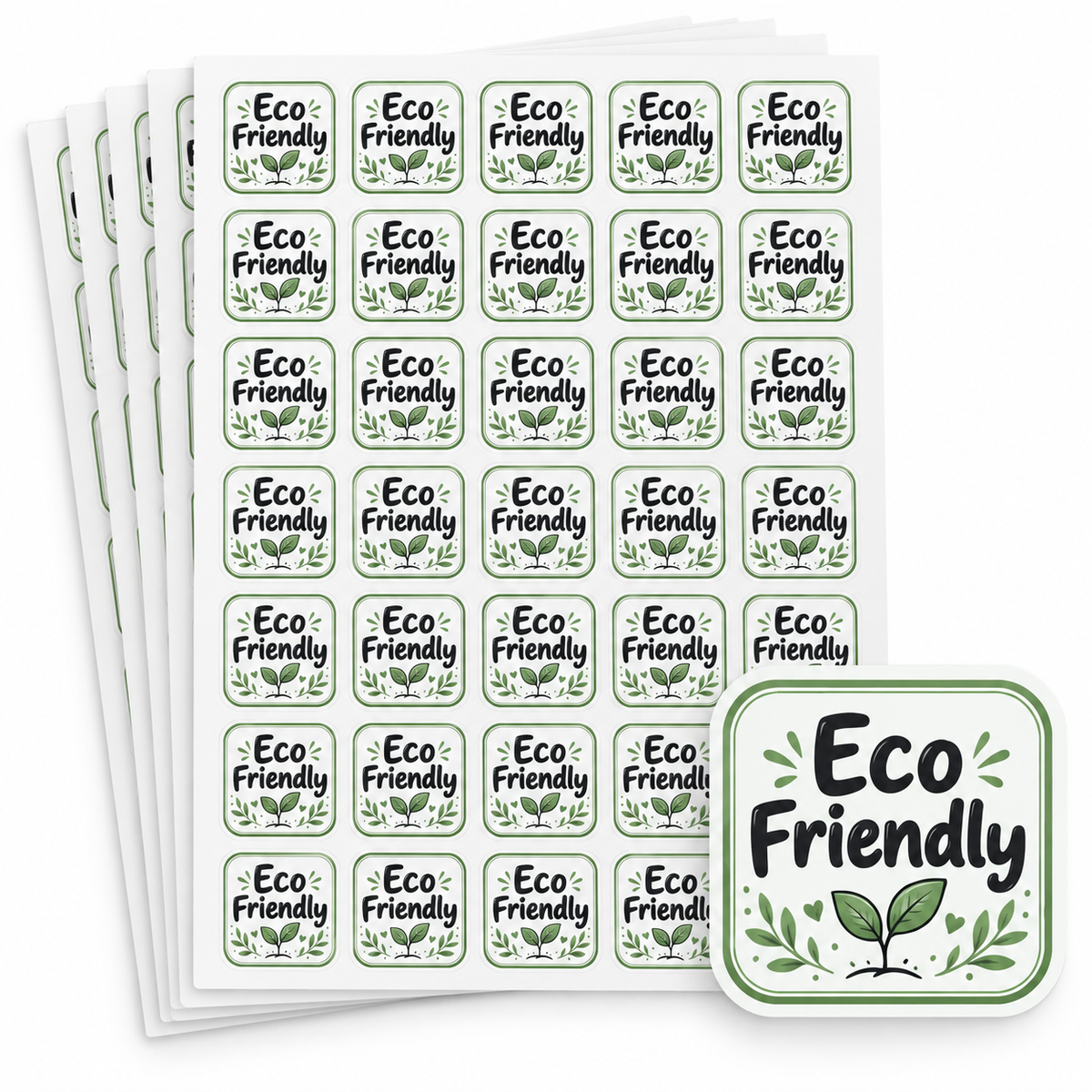 Eco Friendly stickers, green leaf design — Packpe