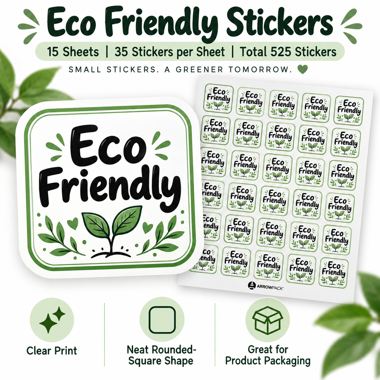 Eco Friendly stickers on paper bags and boxes