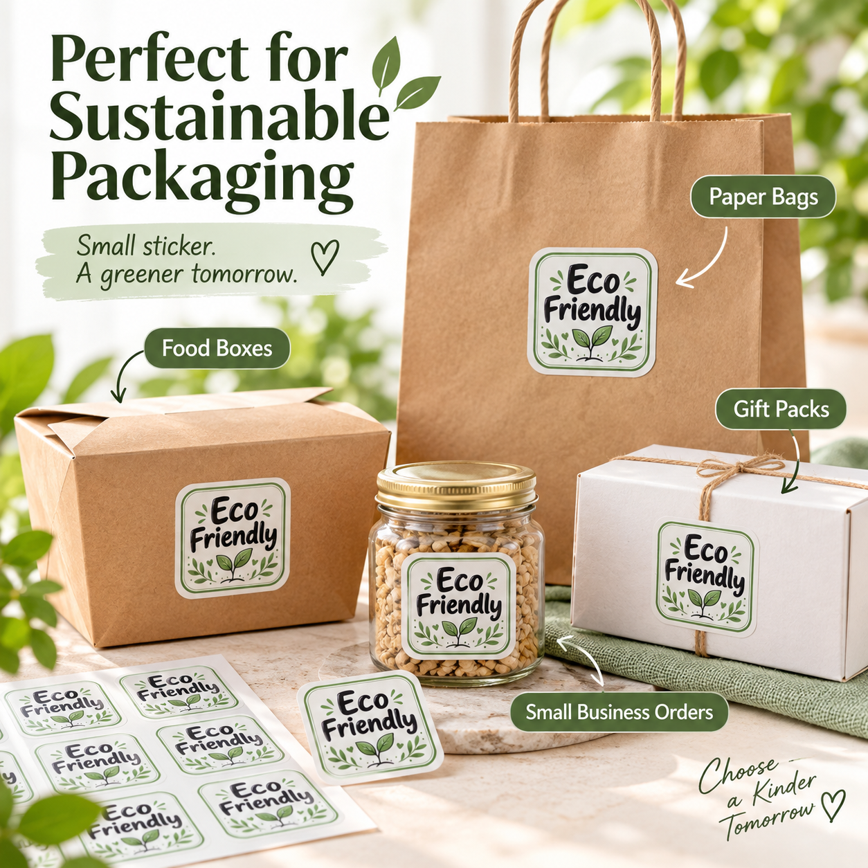 Eco Friendly stickers self-adhesive backing