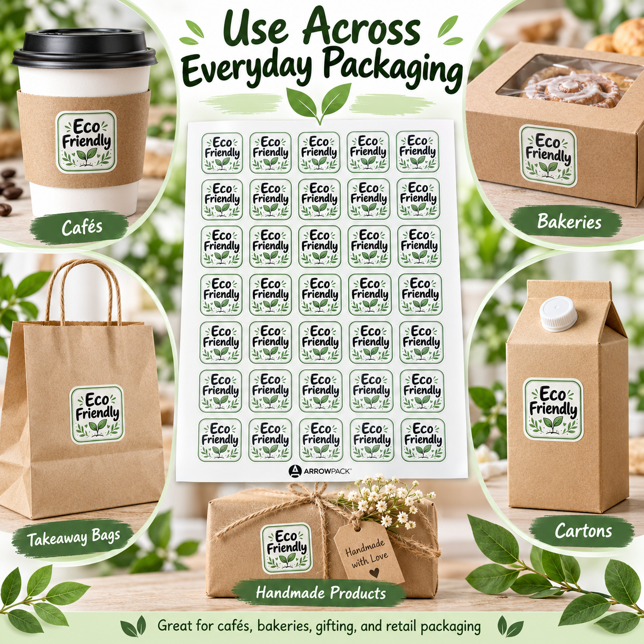 Eco Friendly stickers in use on packaging