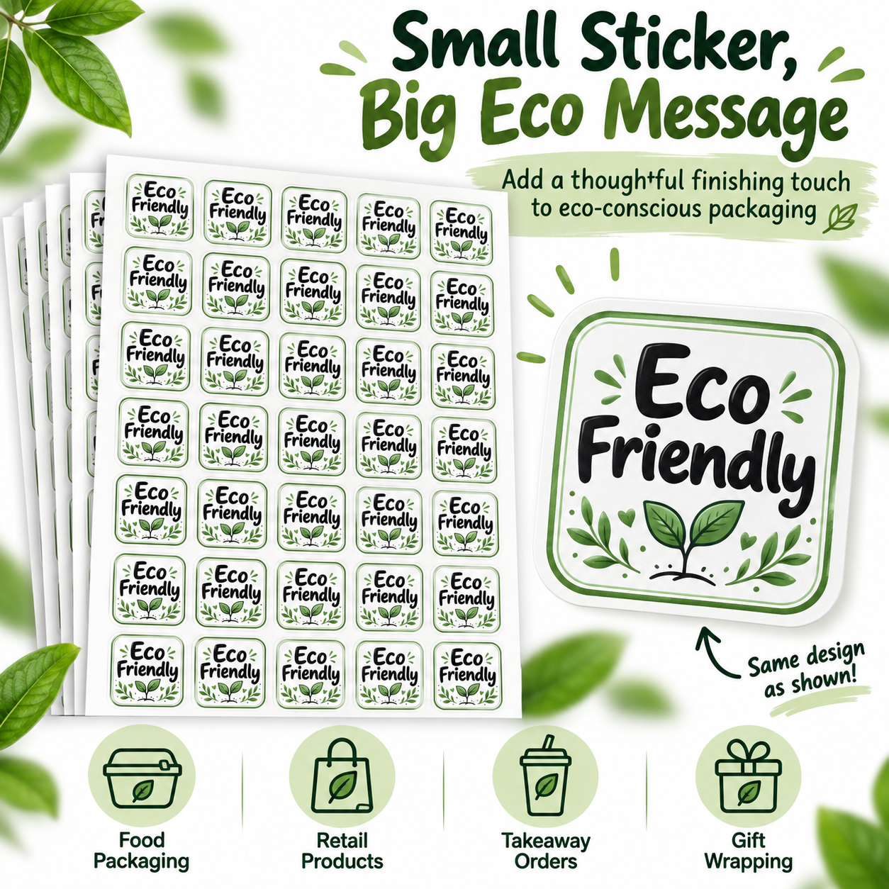 Eco Friendly sticker sheets, 35 per sheet