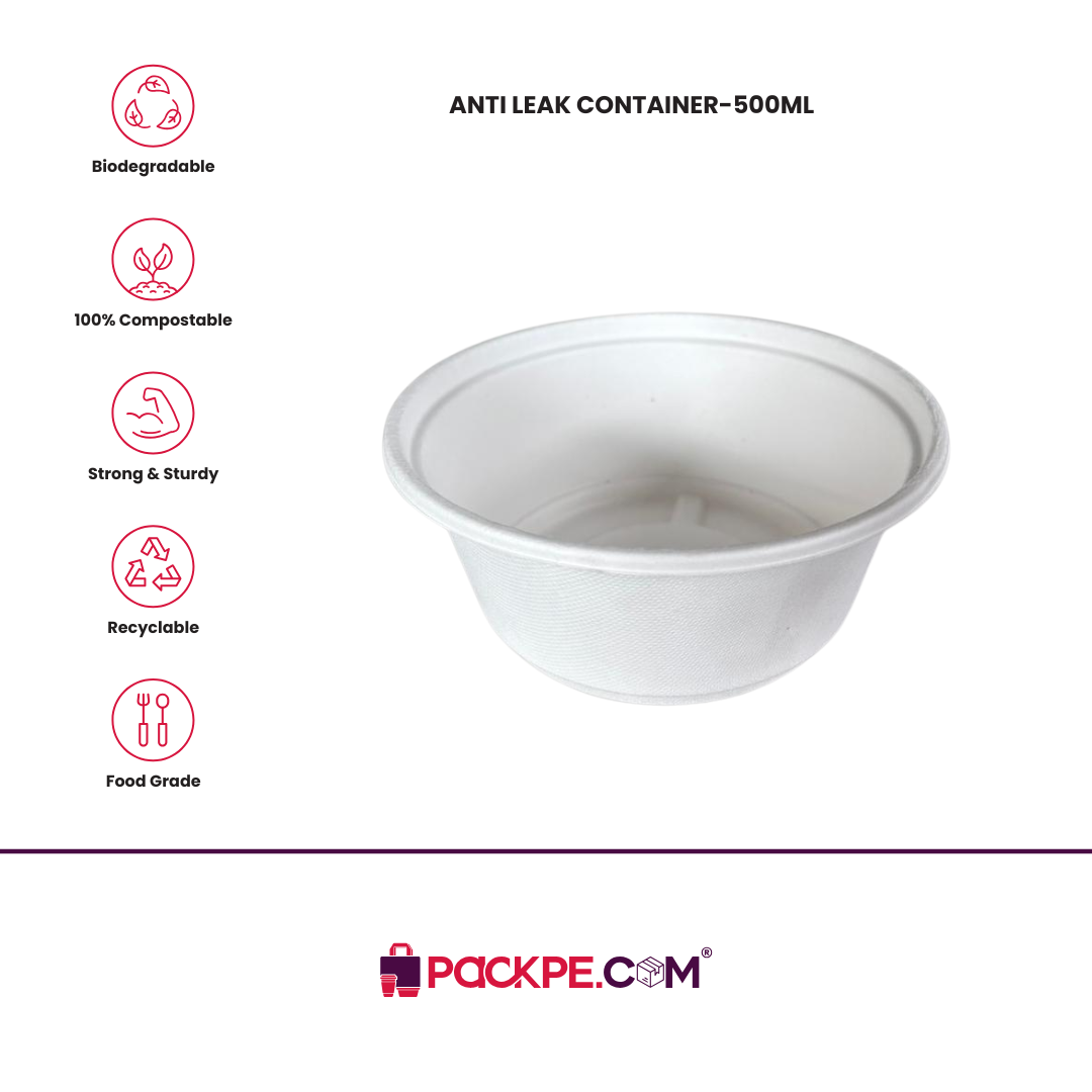 Anti Leak Container 500 ml - Pack of 1000 - Packpe.Com