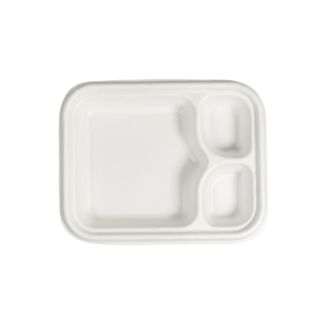Fomex White 3 CP Meal Tray – Pack of 500 - Packpe.Com