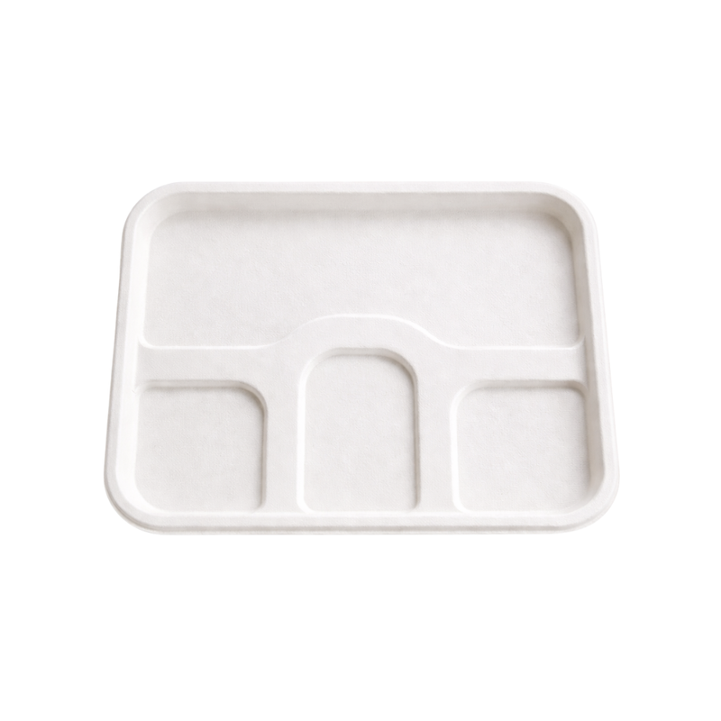 White Bagasse 4-Compartment Meal Tray Lid