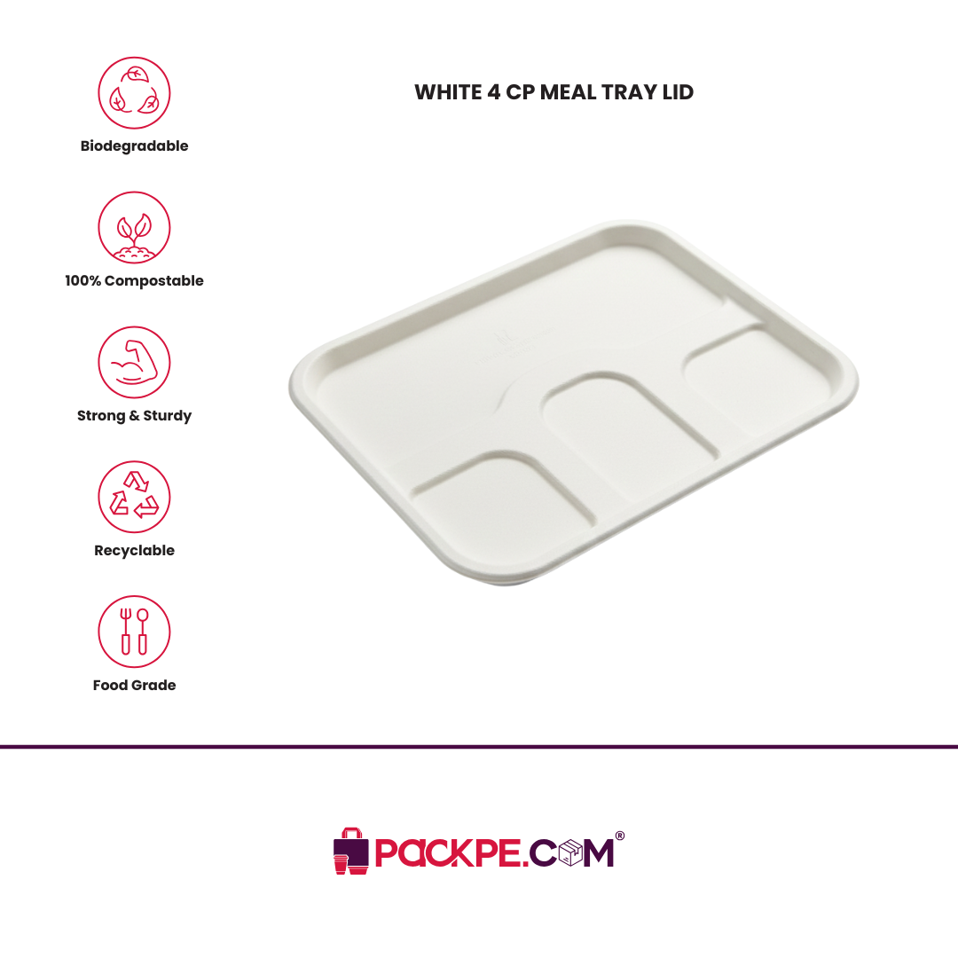 Fomex White 4 CP Meal Tray Lid – Pack of 500 - Packpe.Com