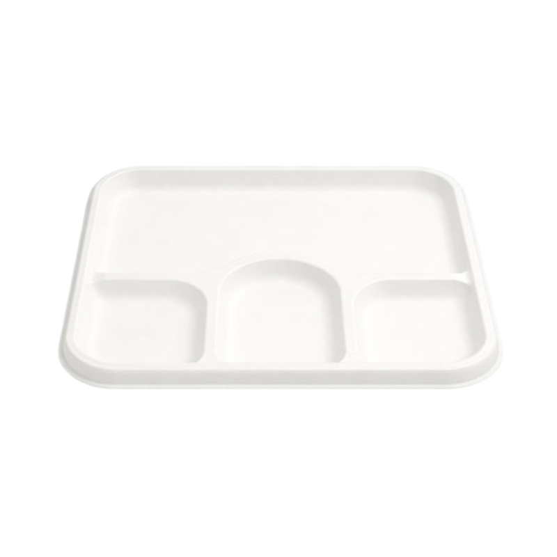 White Bagasse 4-Compartment Meal Tray
