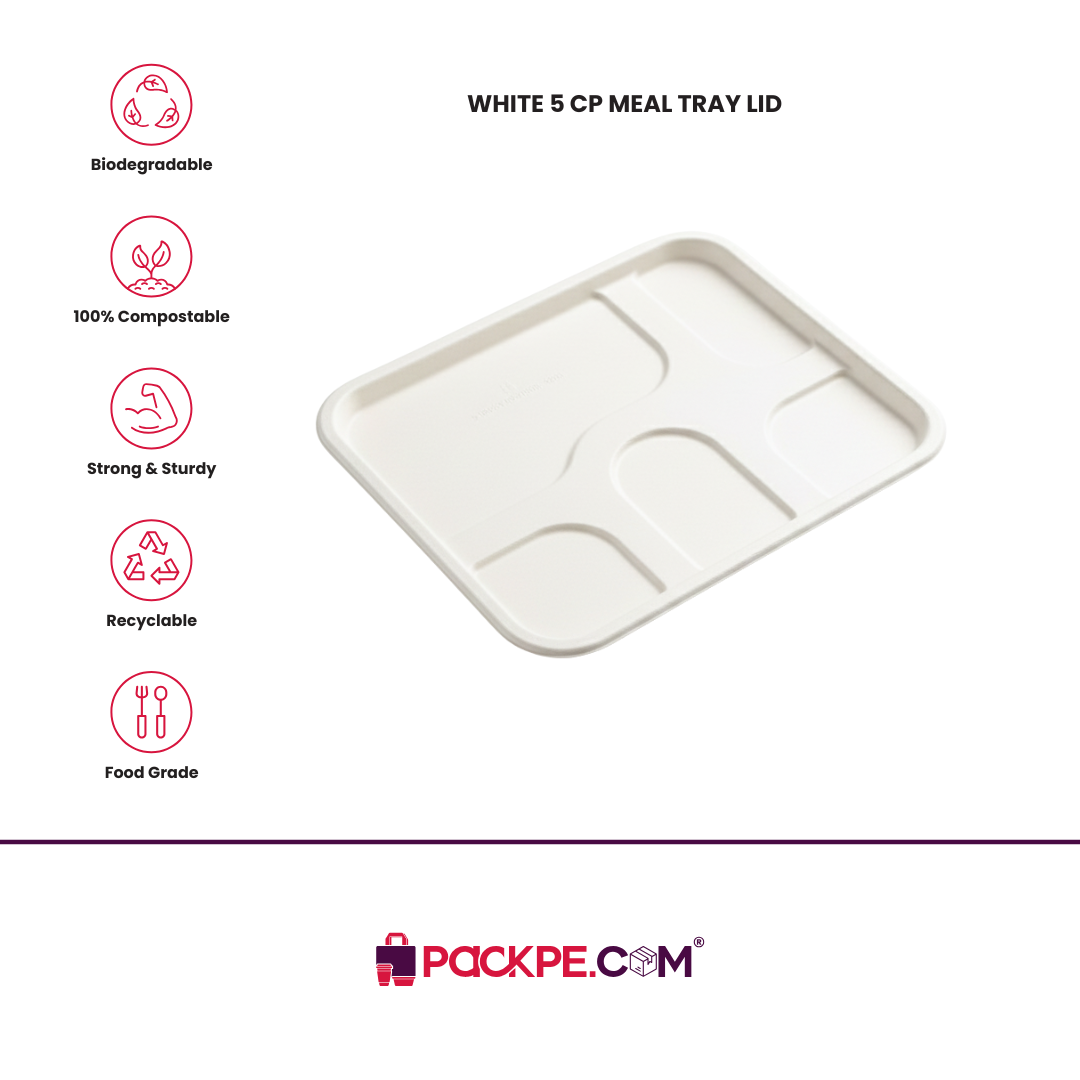 Fomex White 5 CP Meal Tray Lid – Pack of 500 - Packpe.Com