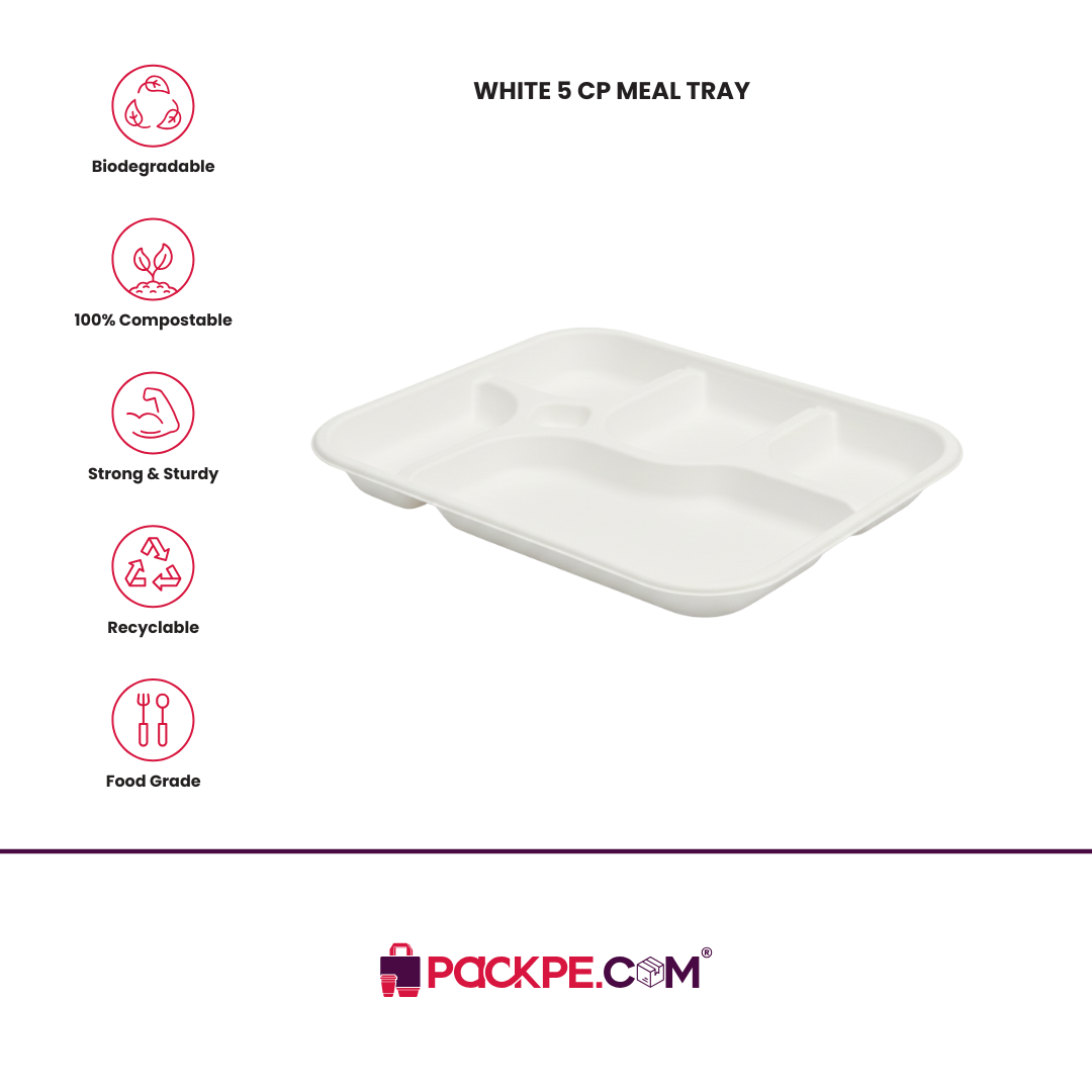 Fomex White 5 CP Meal Tray – Pack of 500 - Packpe.Com