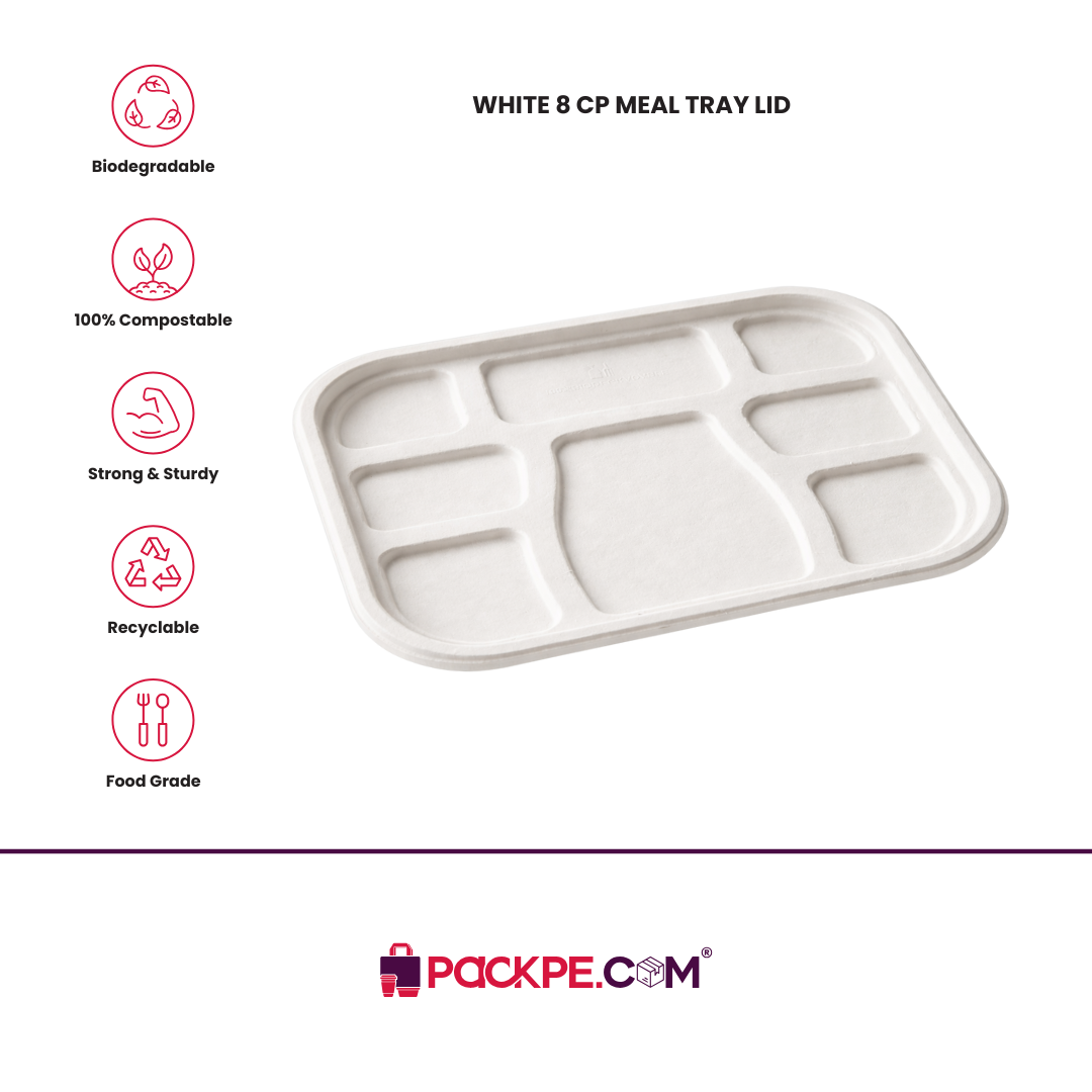 Fomex White 8 CP Meal Tray Lid – Pack of 500 - Packpe.Com