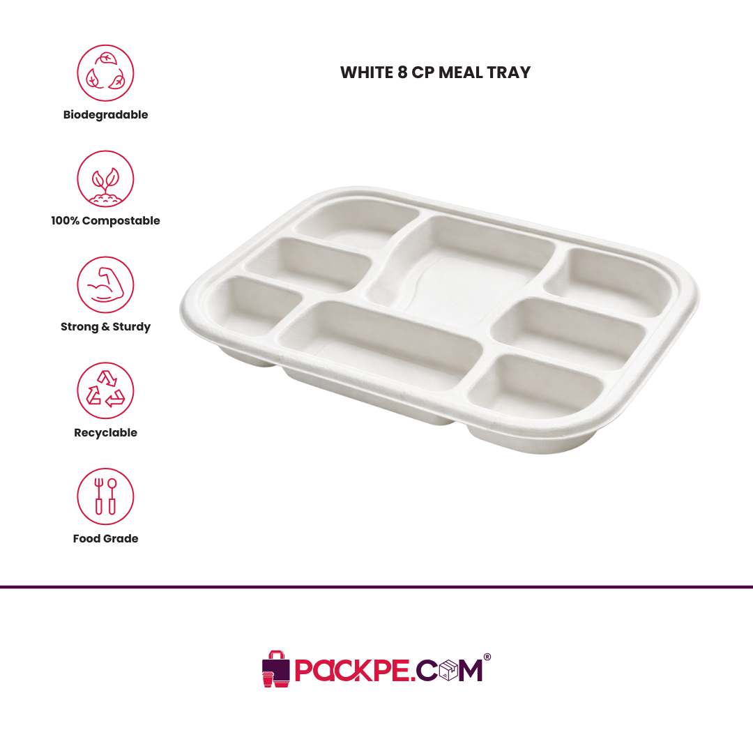 Fomex White 8 CP Meal Tray – Pack of 500 - Packpe.Com
