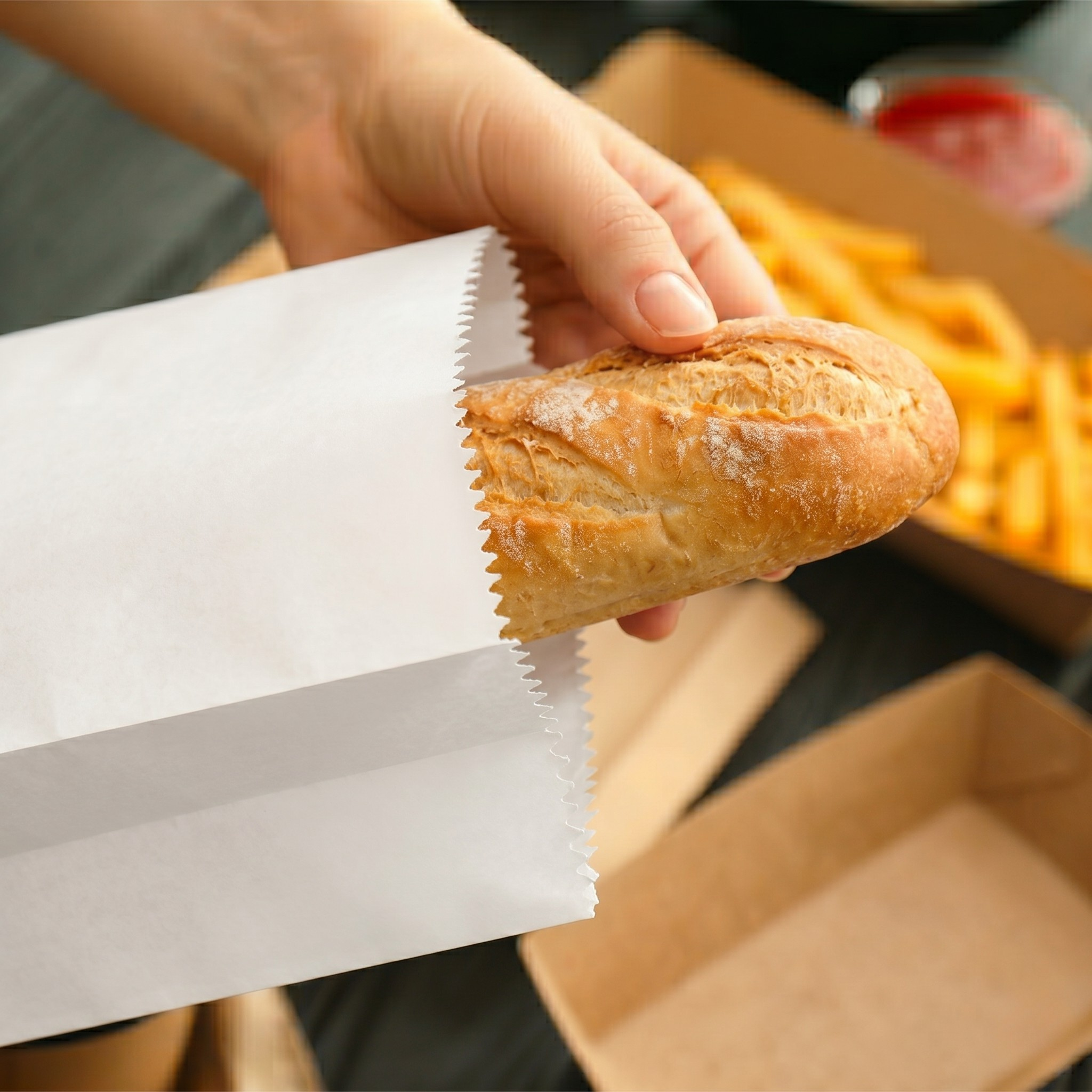 Grease Resistant Paper Bag 24 x 5 x 30.5 cm | Pack of 1500 | Durable, Food-Grade | Ideal for Retail, Gifting & Food Packaging