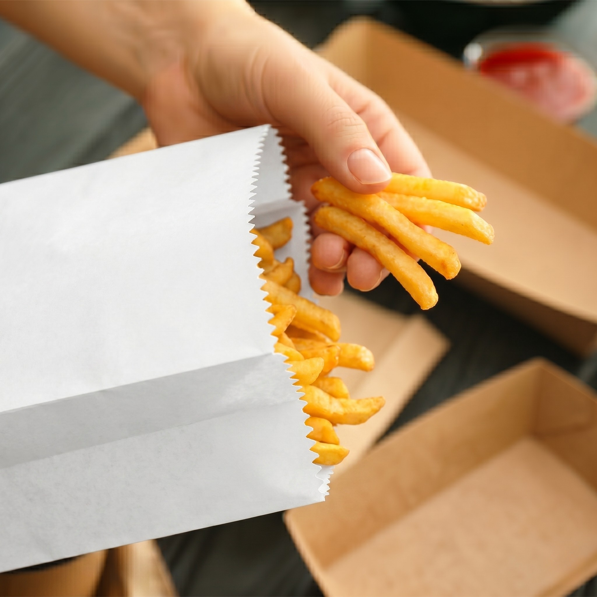 Grease Resistant 4 Paper Bag 12 x 8 x 24 cm | Pack of 1500 | Durable, Food-Grade | Ideal for Retail, Gifting & Food Packaging