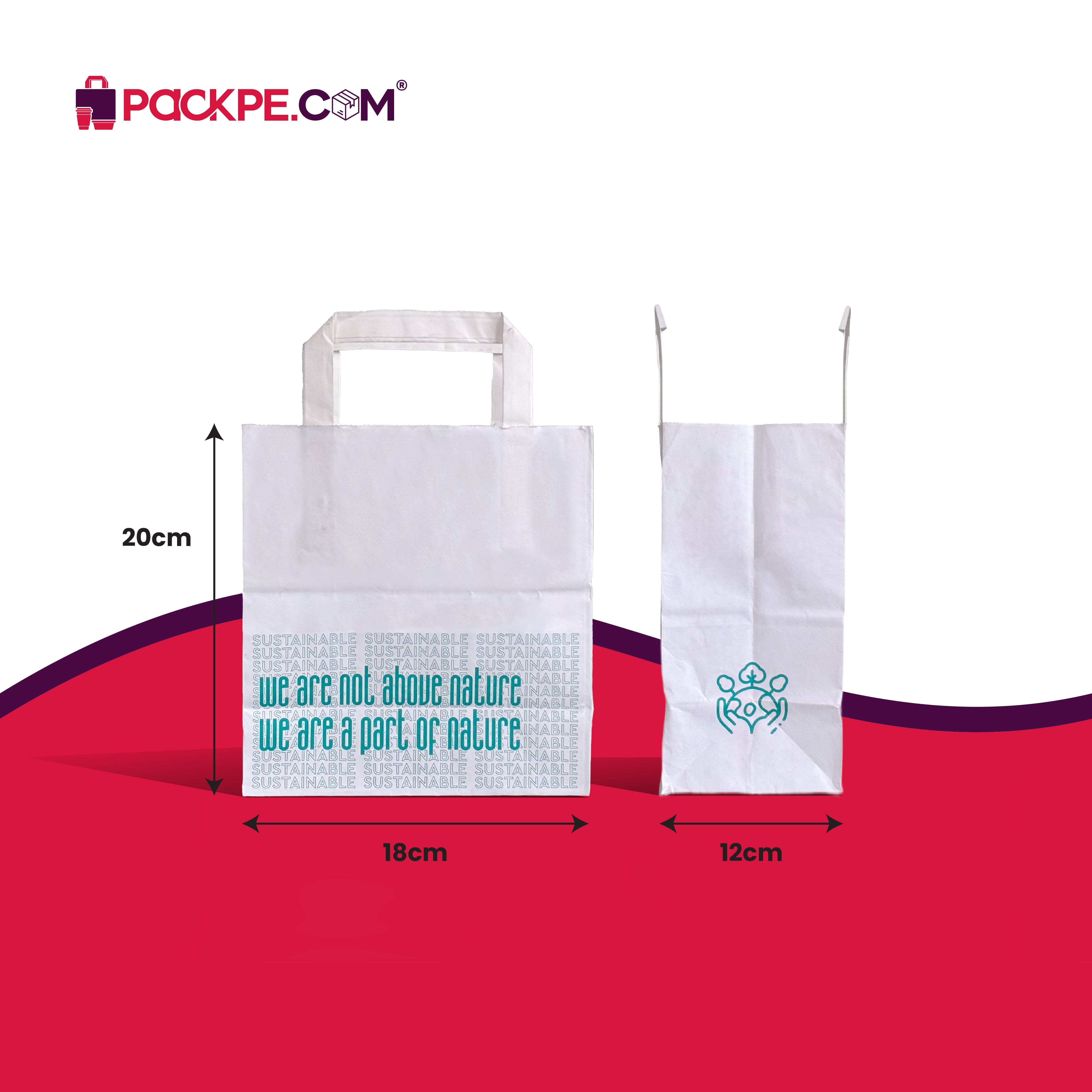 Hotpack Nature Small White Paper Bag 18x12x20 cm – Pack of 500 - Packpe.Com