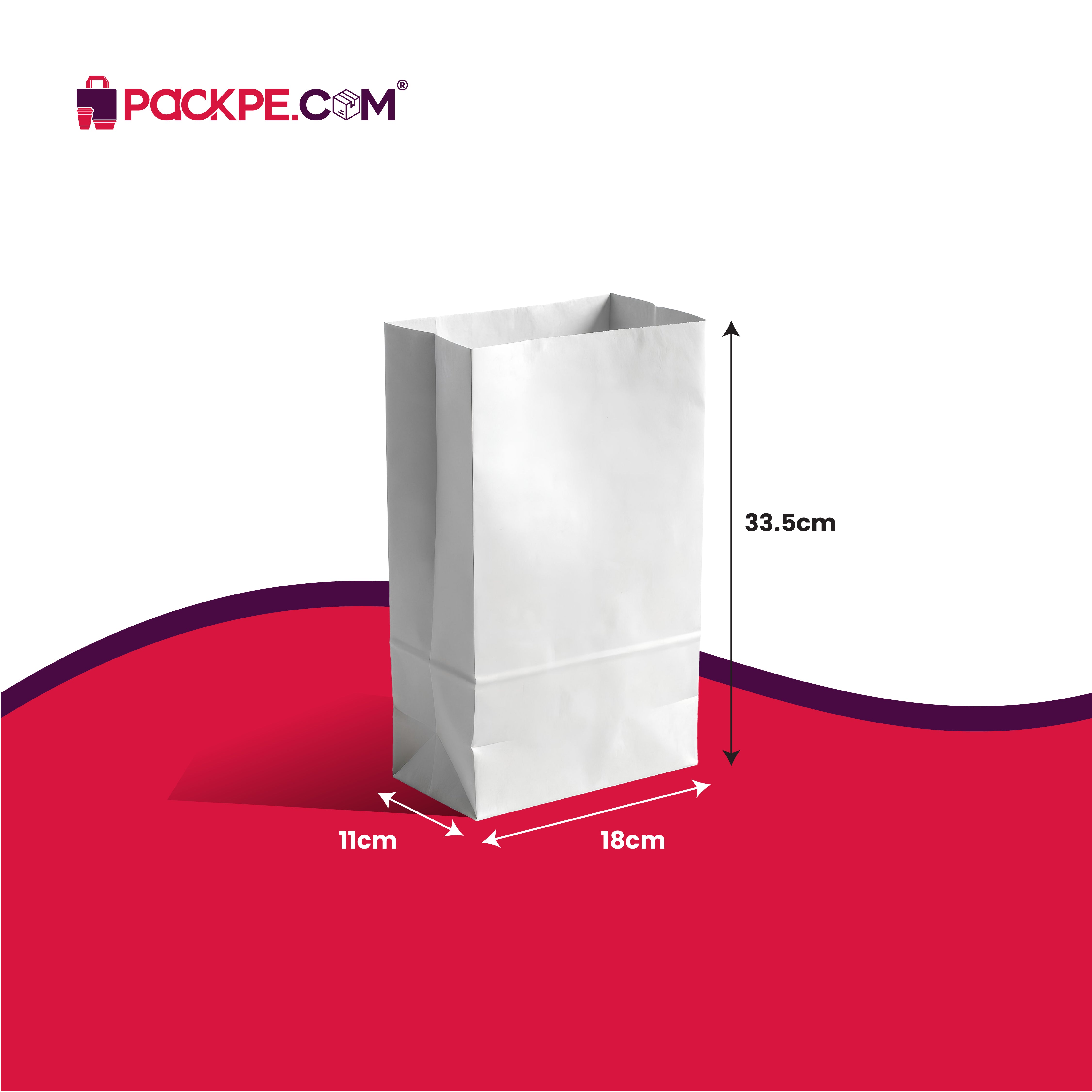 Hotpack Square Bottom Bag 12 White 18x11x33.5 cm – Pack of 1000 - Packpe.Com