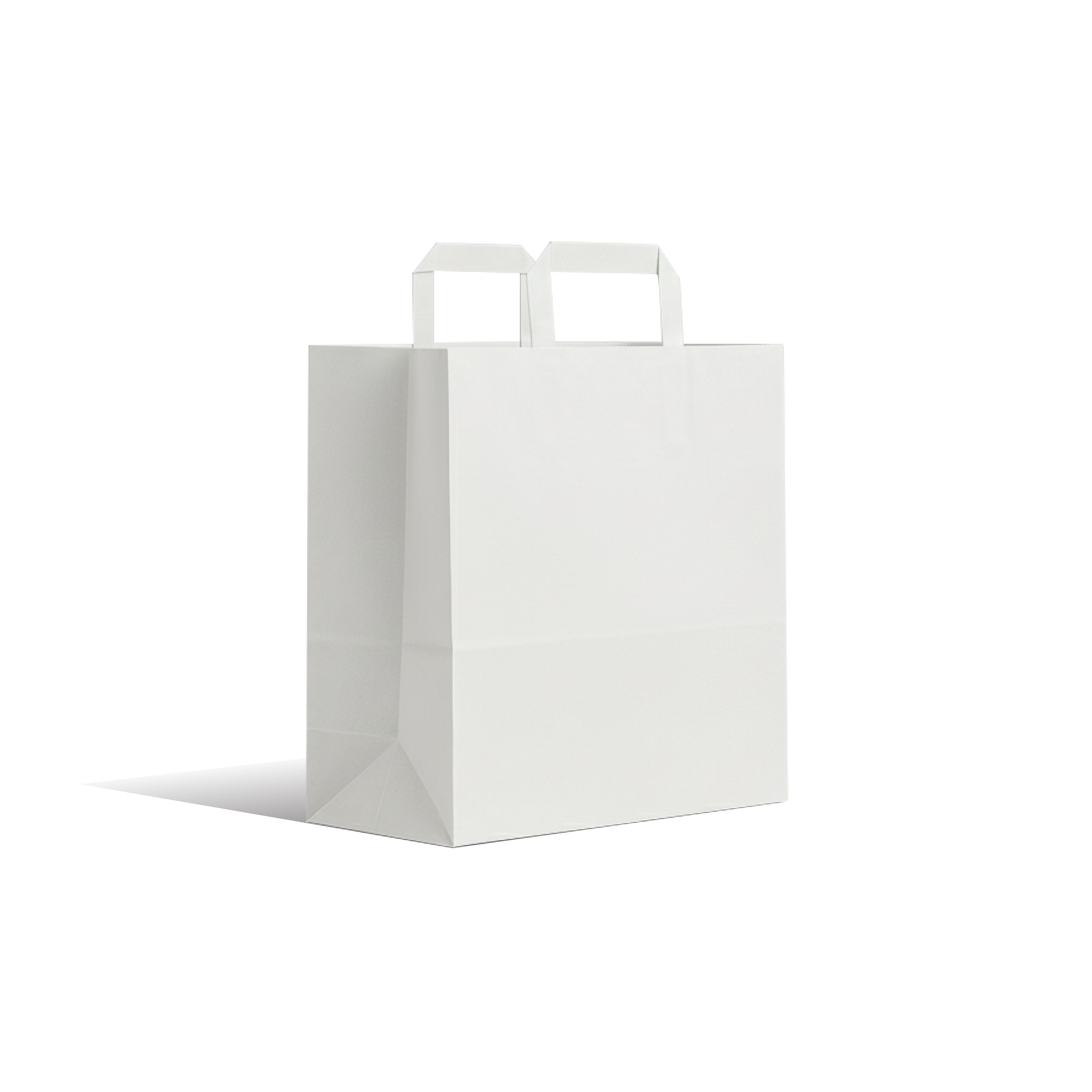 Hotpack White Flat Handle Paper Bag PFH-1 24x14x25 cm – Pack of 500 - Packpe.Com