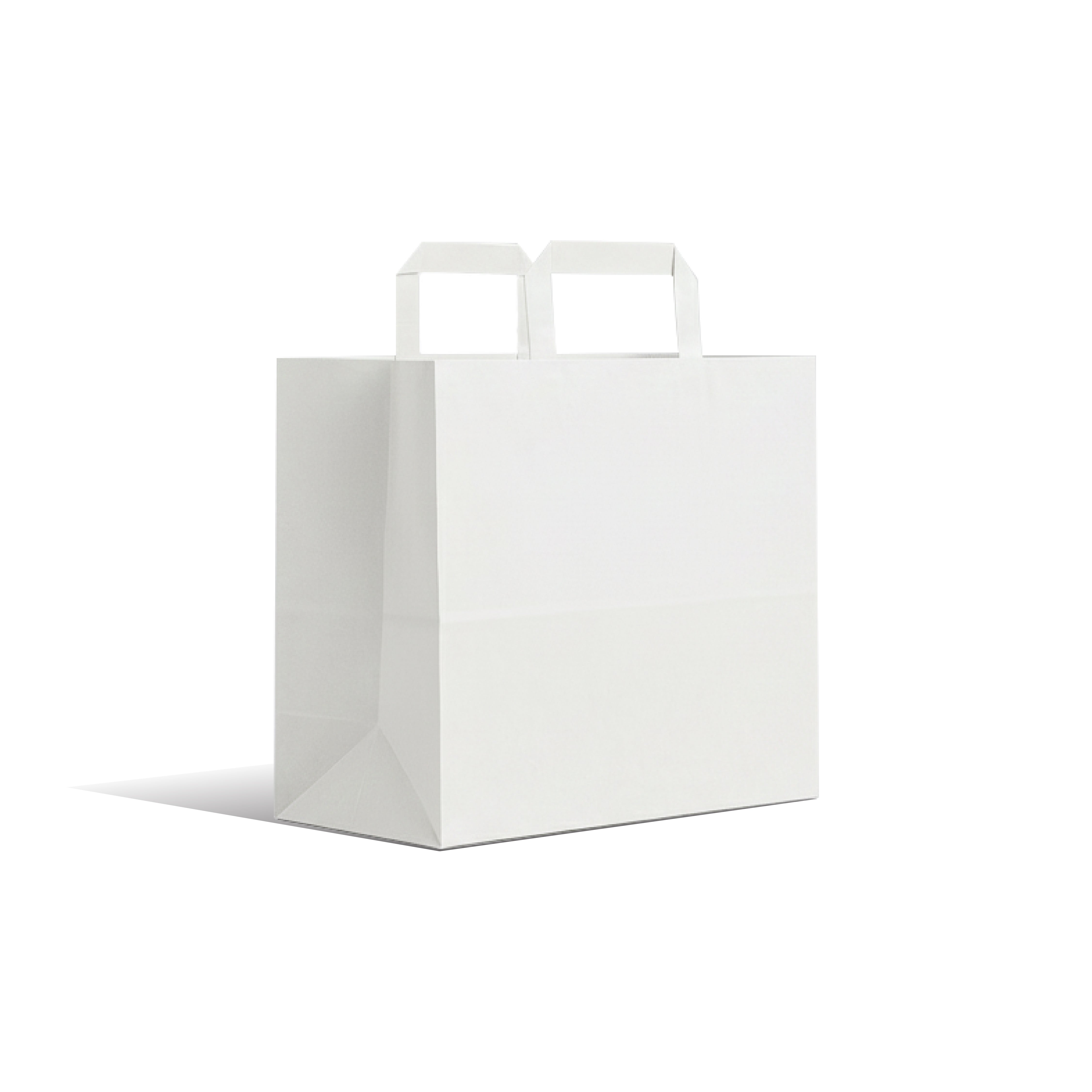 Hotpack White Flat Handle Paper Bag PFH-3 24x15x21.5 cm – Pack of 500 - Packpe.Com