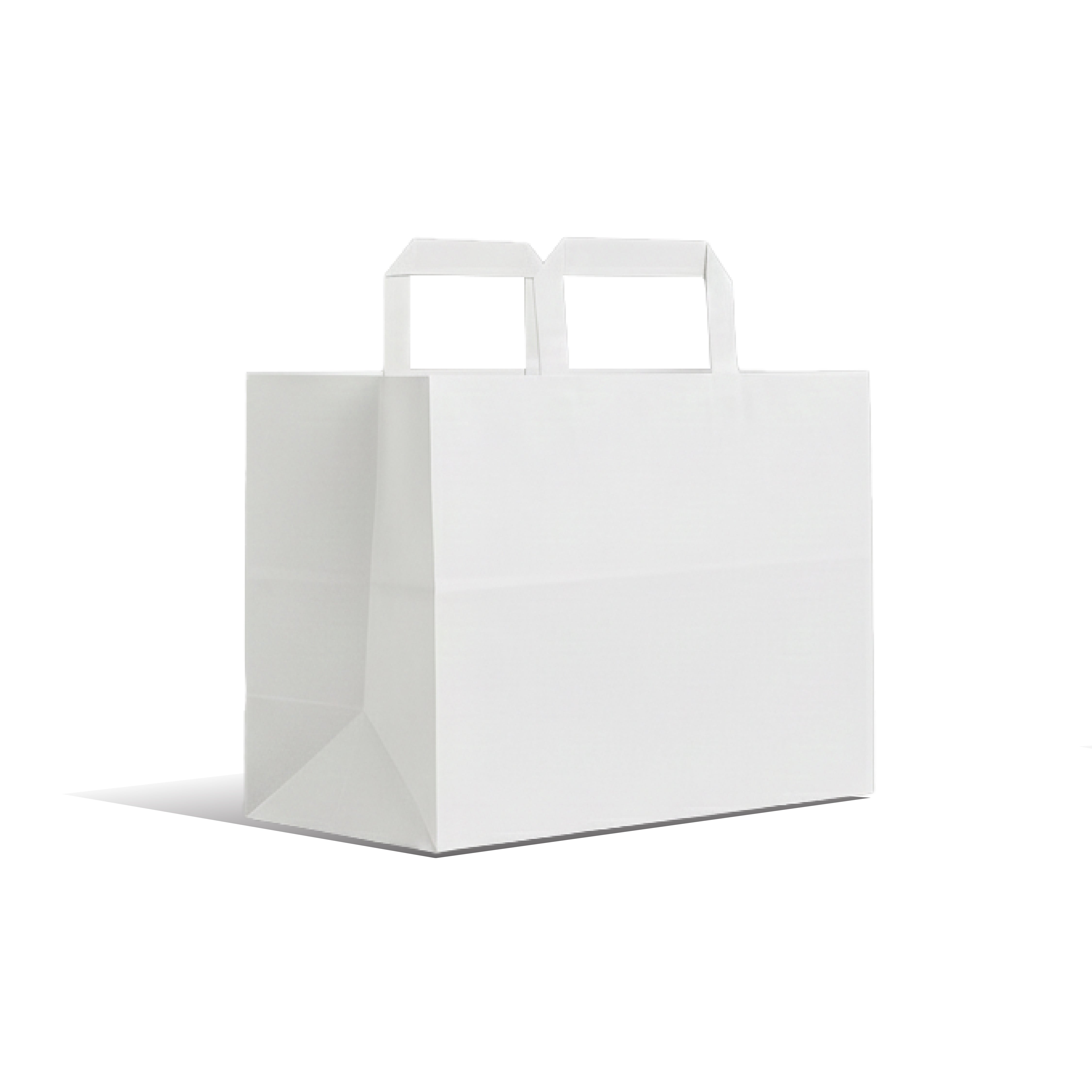 Hotpack White Flat Handle Paper Bag PFH-4 32x18x23 cm – Pack of 250 - Packpe.Com