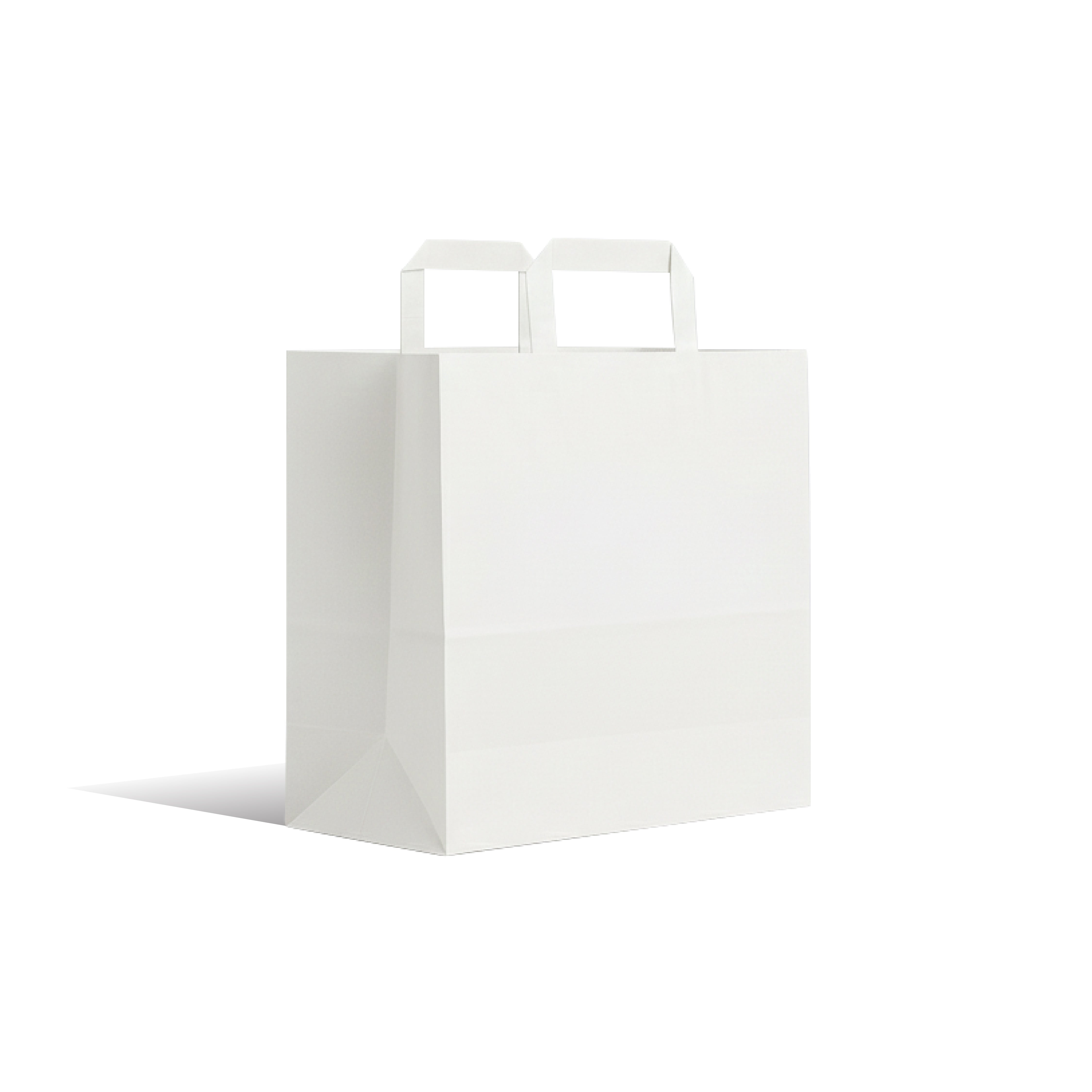 Hotpack White Flat Handle Paper Bag PFH-D 29x15x29.5 cm – Pack of 250 - Packpe.Com