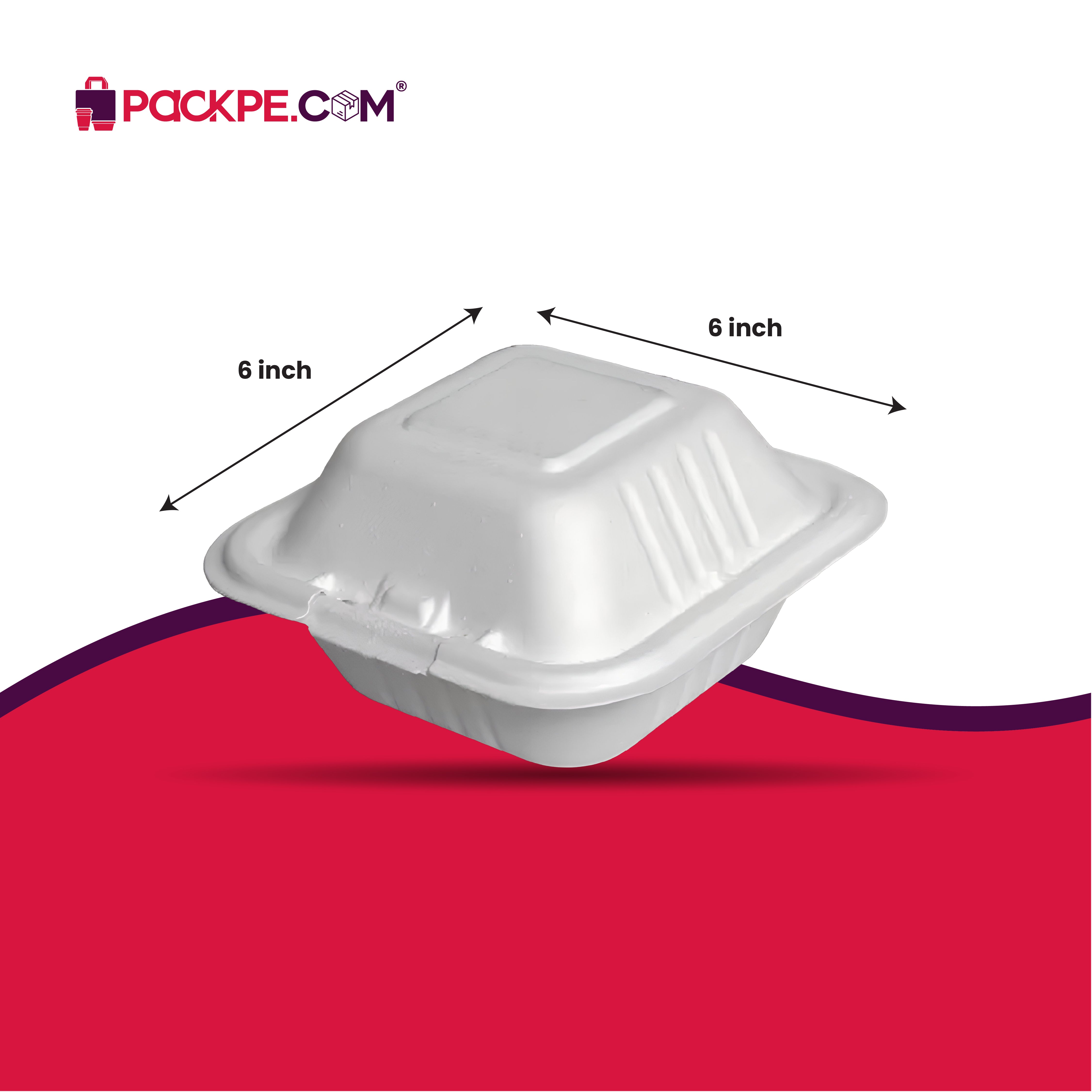 6x6 Inch Clam Shell - Pack of 500 - Packpe.Com