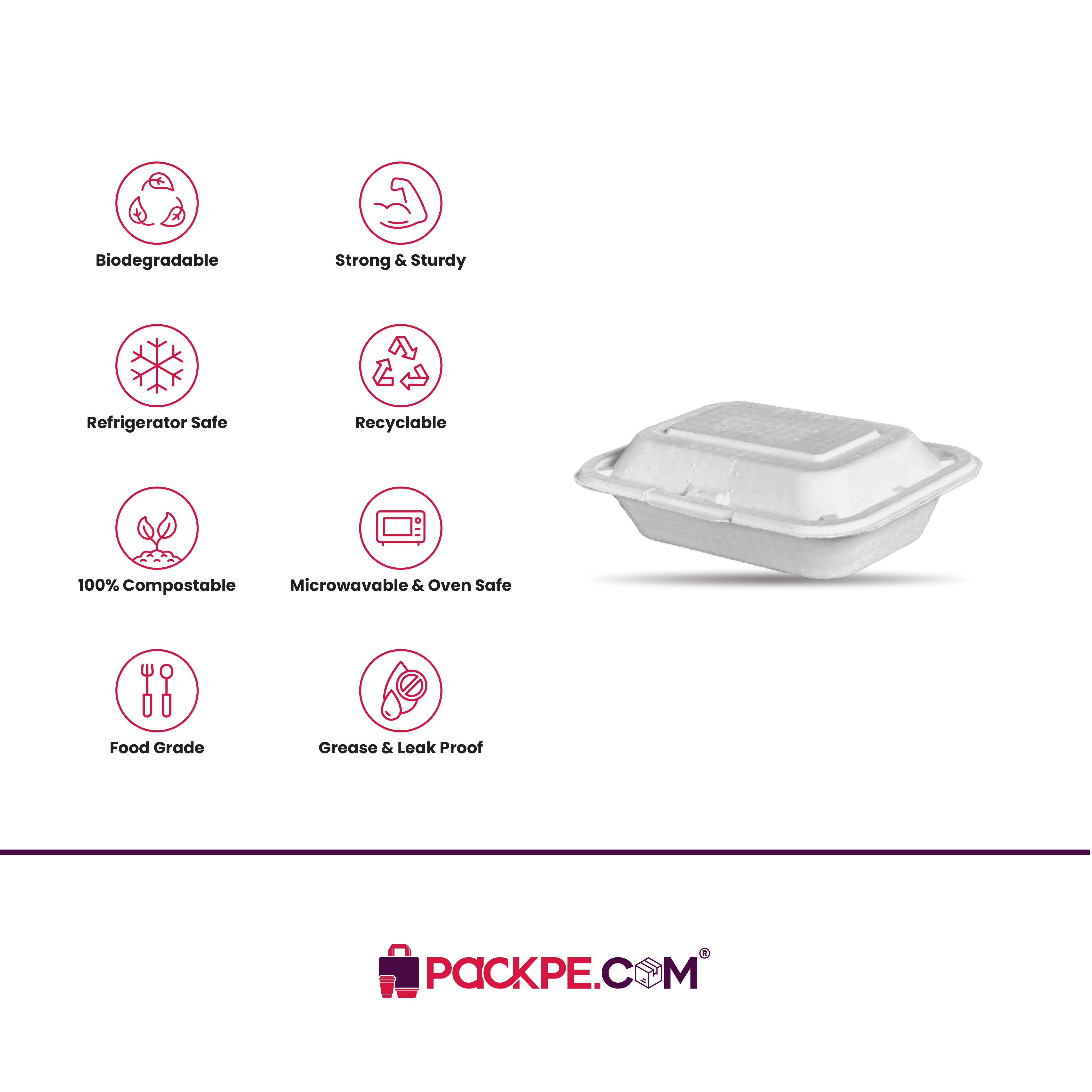 7x5 Inch Clam Shell - Pack of 500 - Packpe.Com