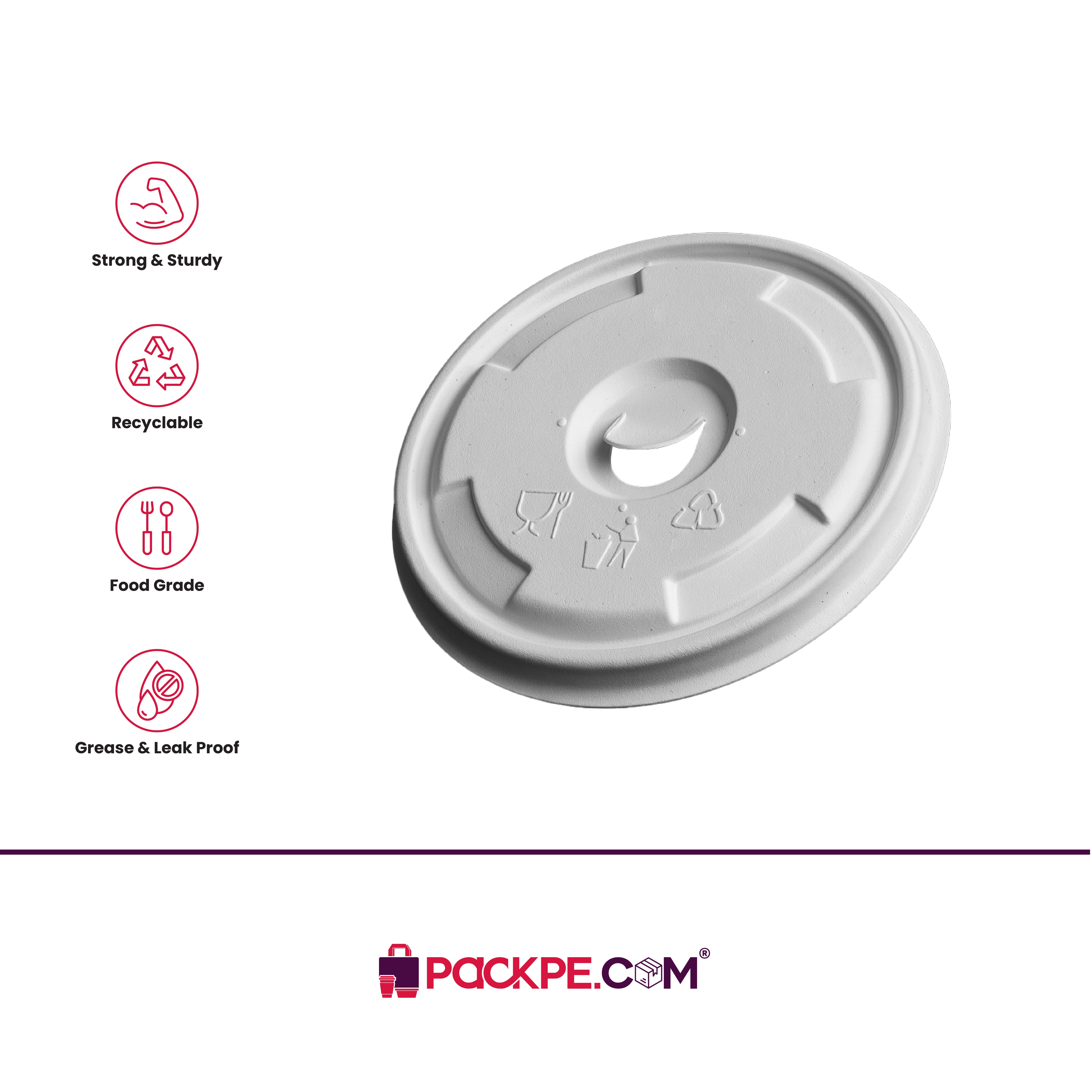 90 mm Flat Lid - Pack of 1000 - Packpe.Com