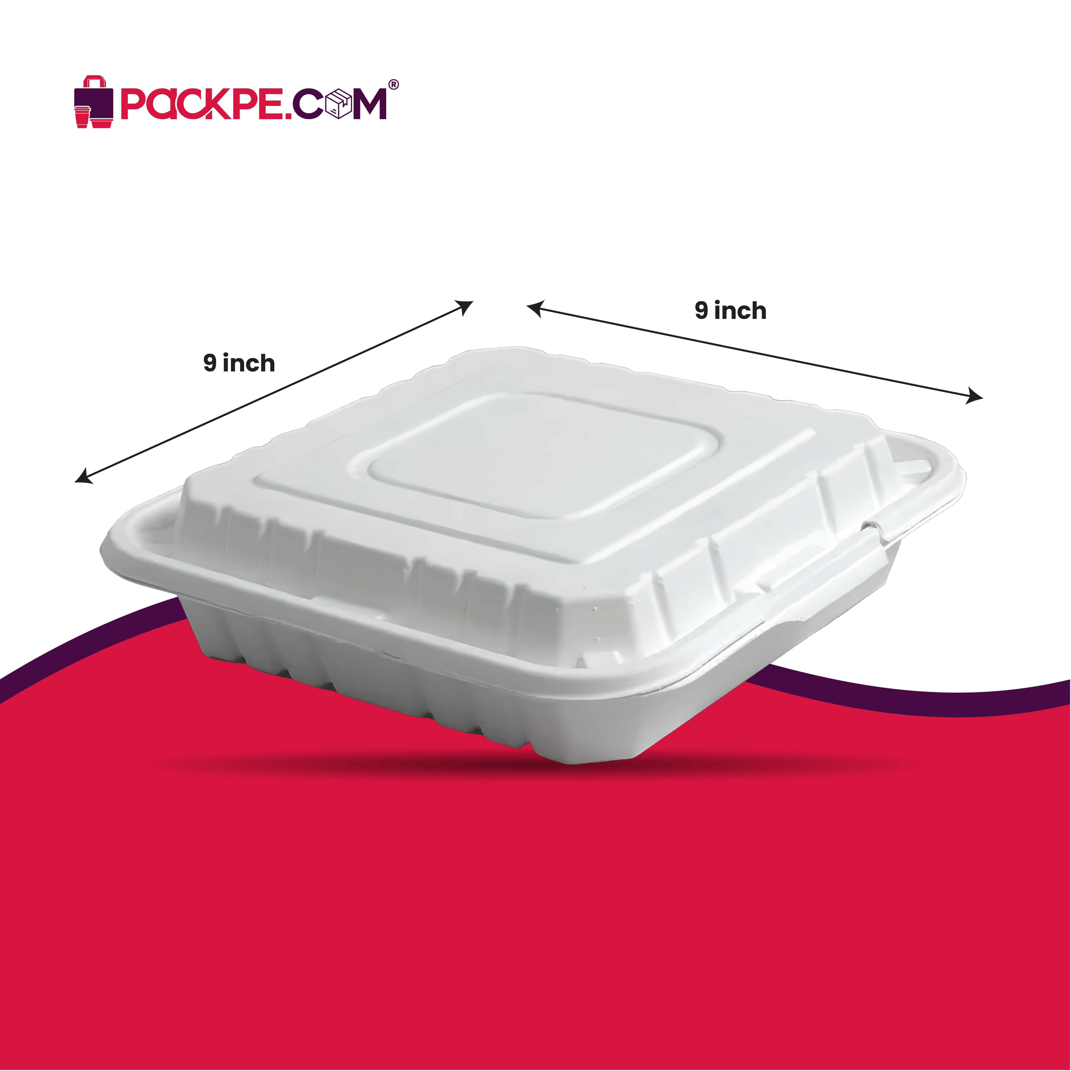 9x9 Inch Clam Shell - Pack of 200 - Packpe.Com